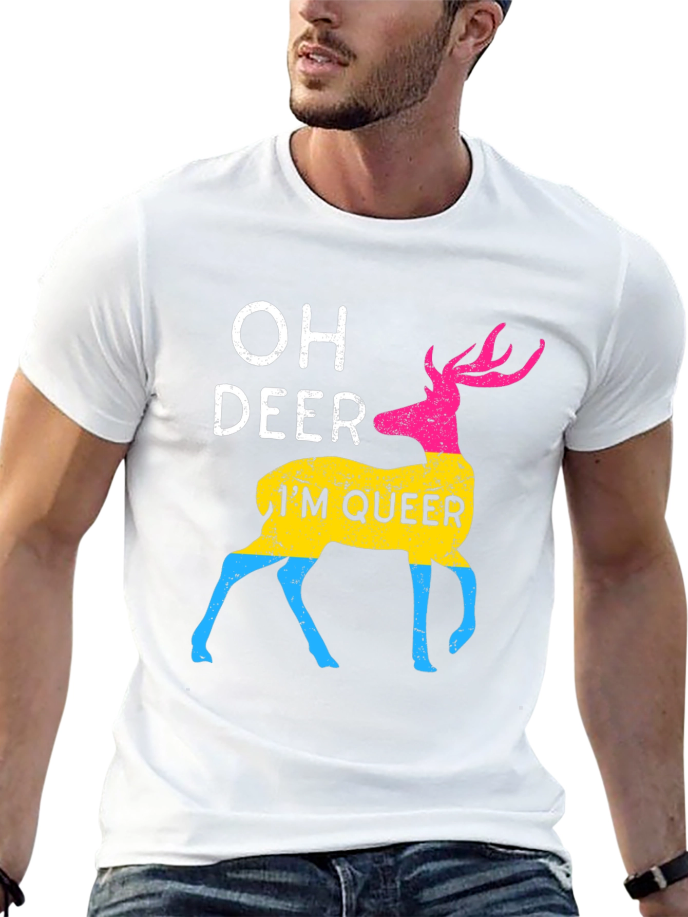 Black Oh Deer I'm Queer T-Shirt view 13