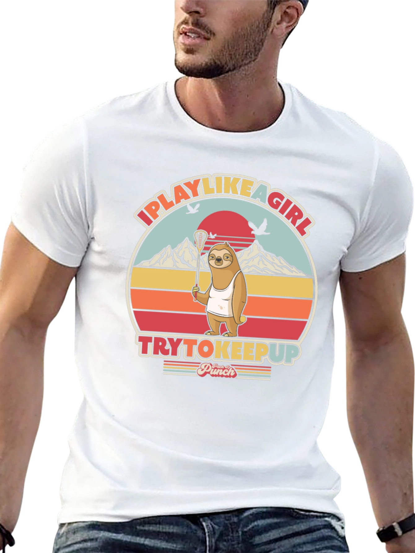 Black I Play Like a Girl Sloth T-Shirt view 13