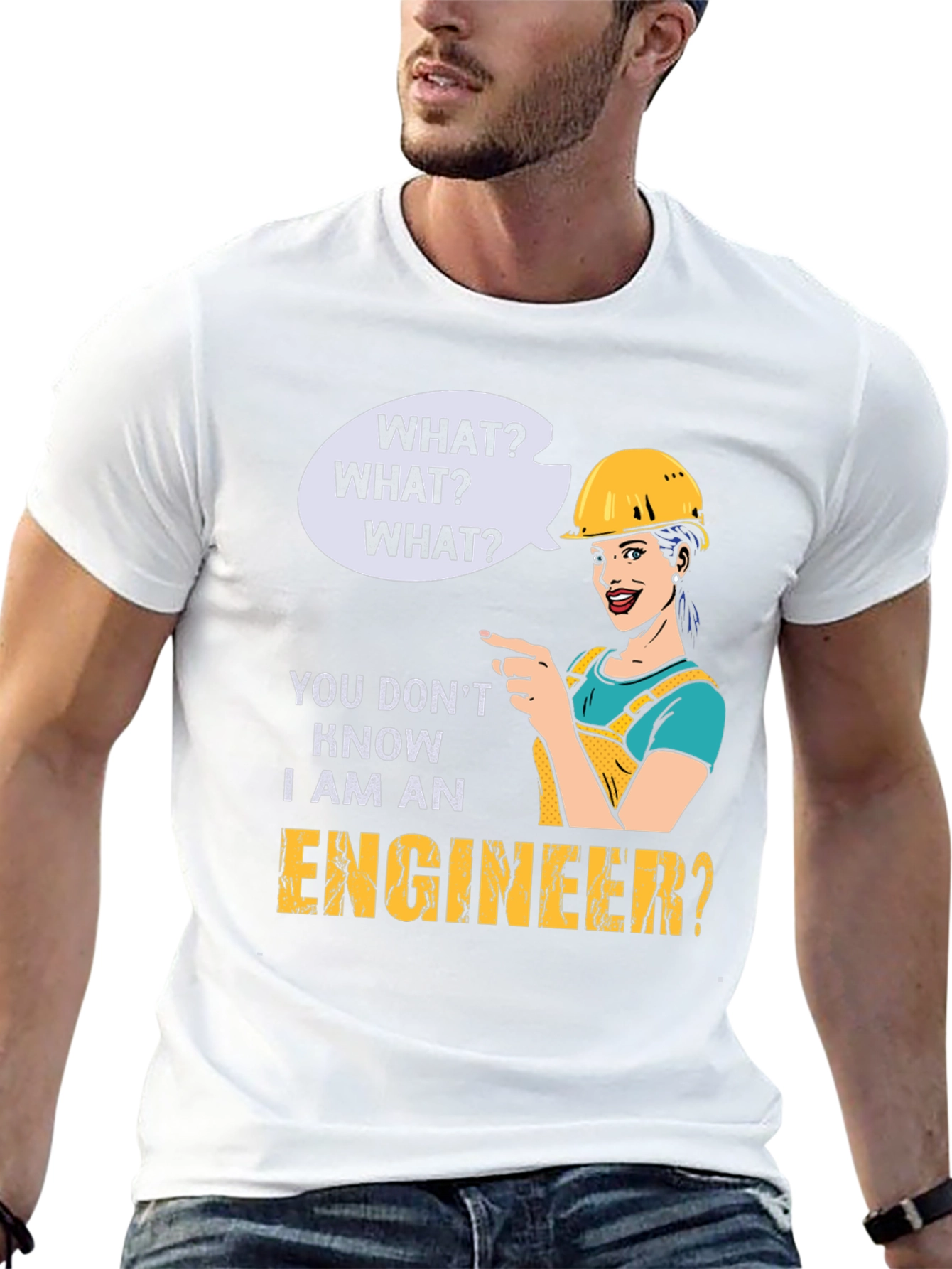 Black Engineer Humor T-Shirt - "What? I Am An Engineer?" view 13