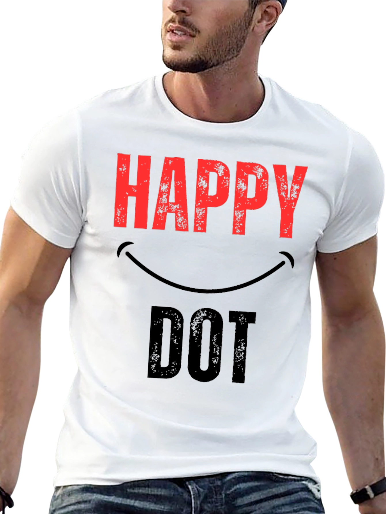 Black Happy Dot Graphic T-Shirt view 13