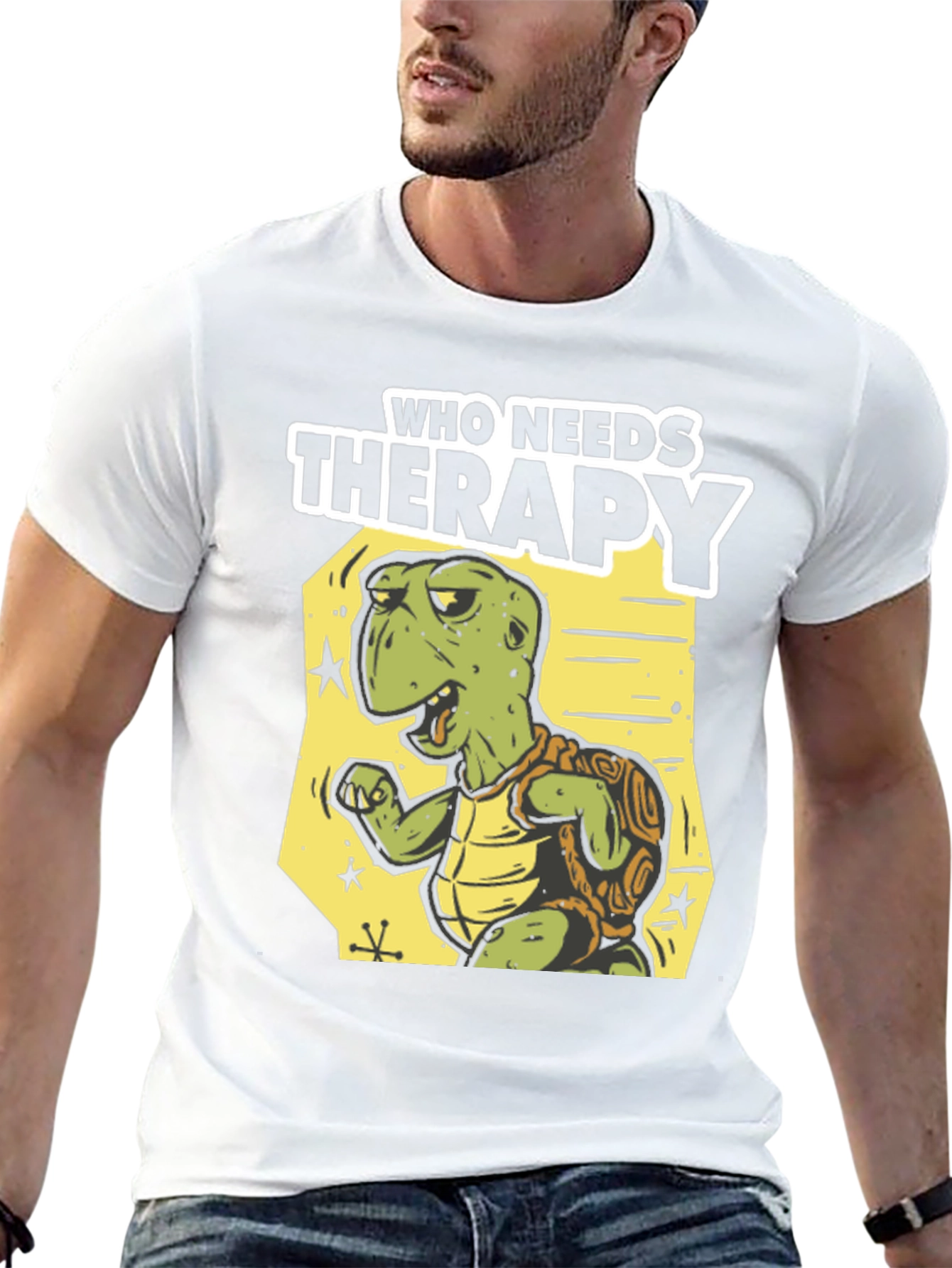 Black Funny Turtle Therapy T-Shirt - Unique Design view 13