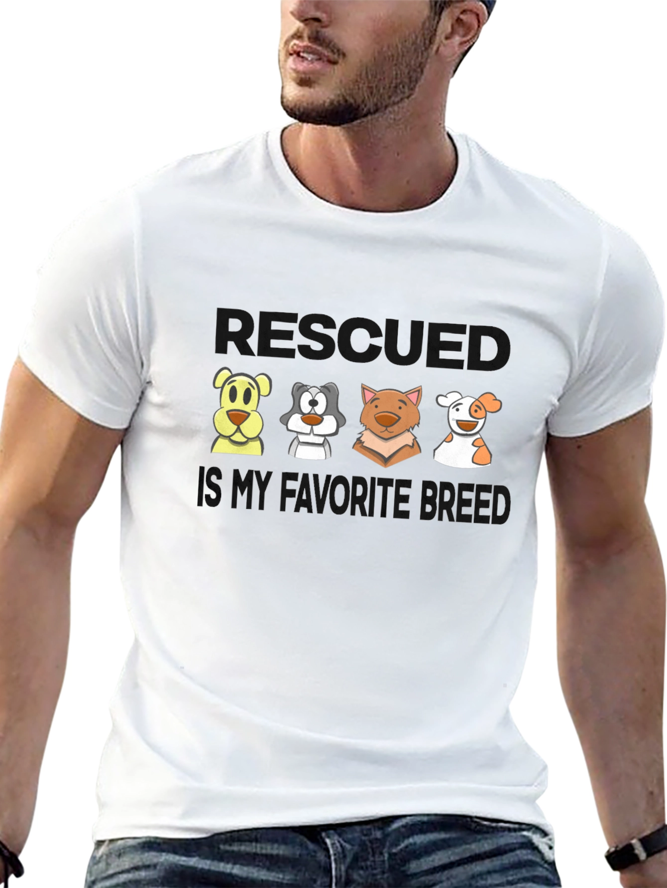 Black Rescued is My Favorite Breed T-Shirt view 13