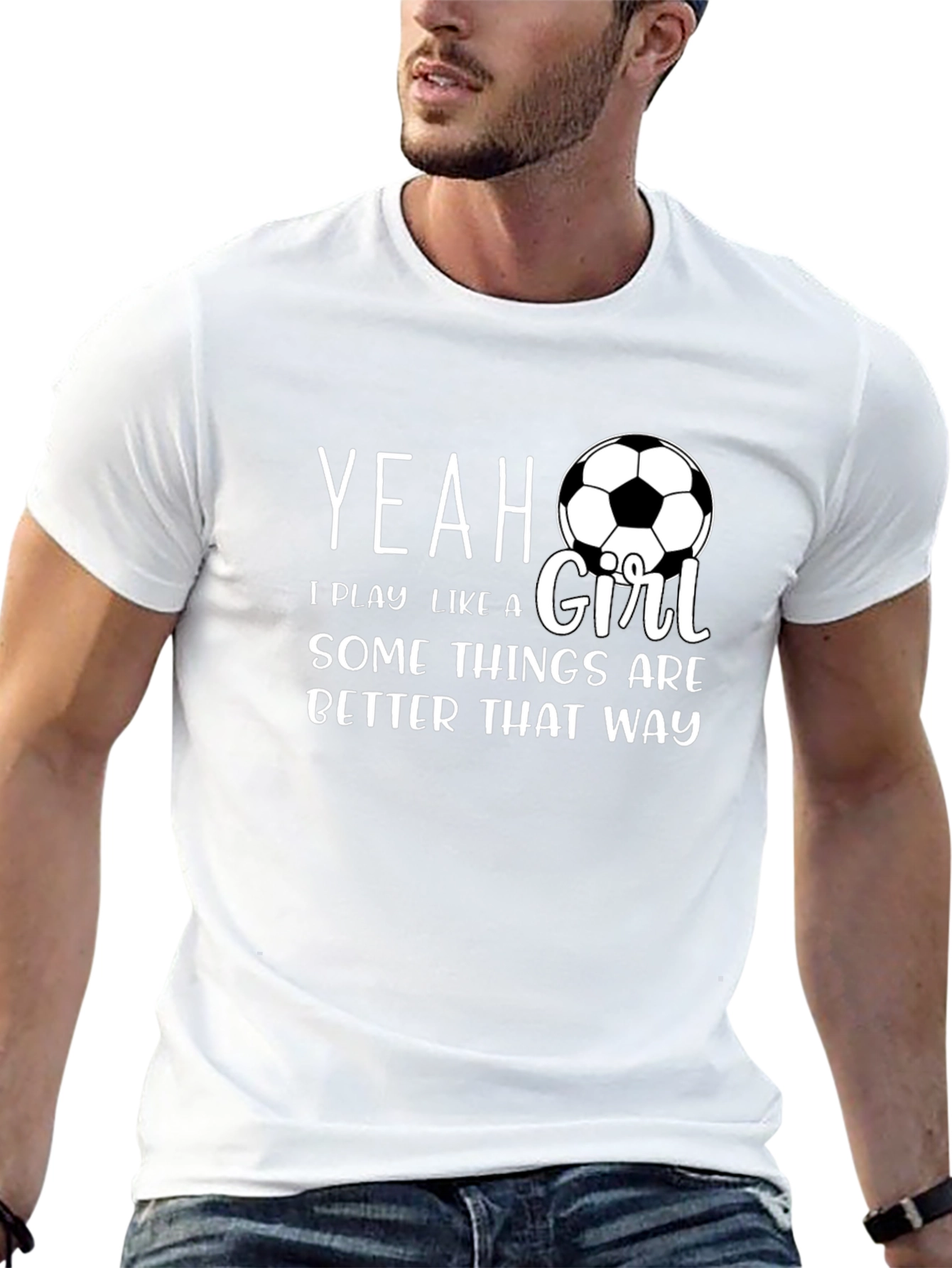 Black Yeah I Play Like A Girl Soccer T-Shirt view 13