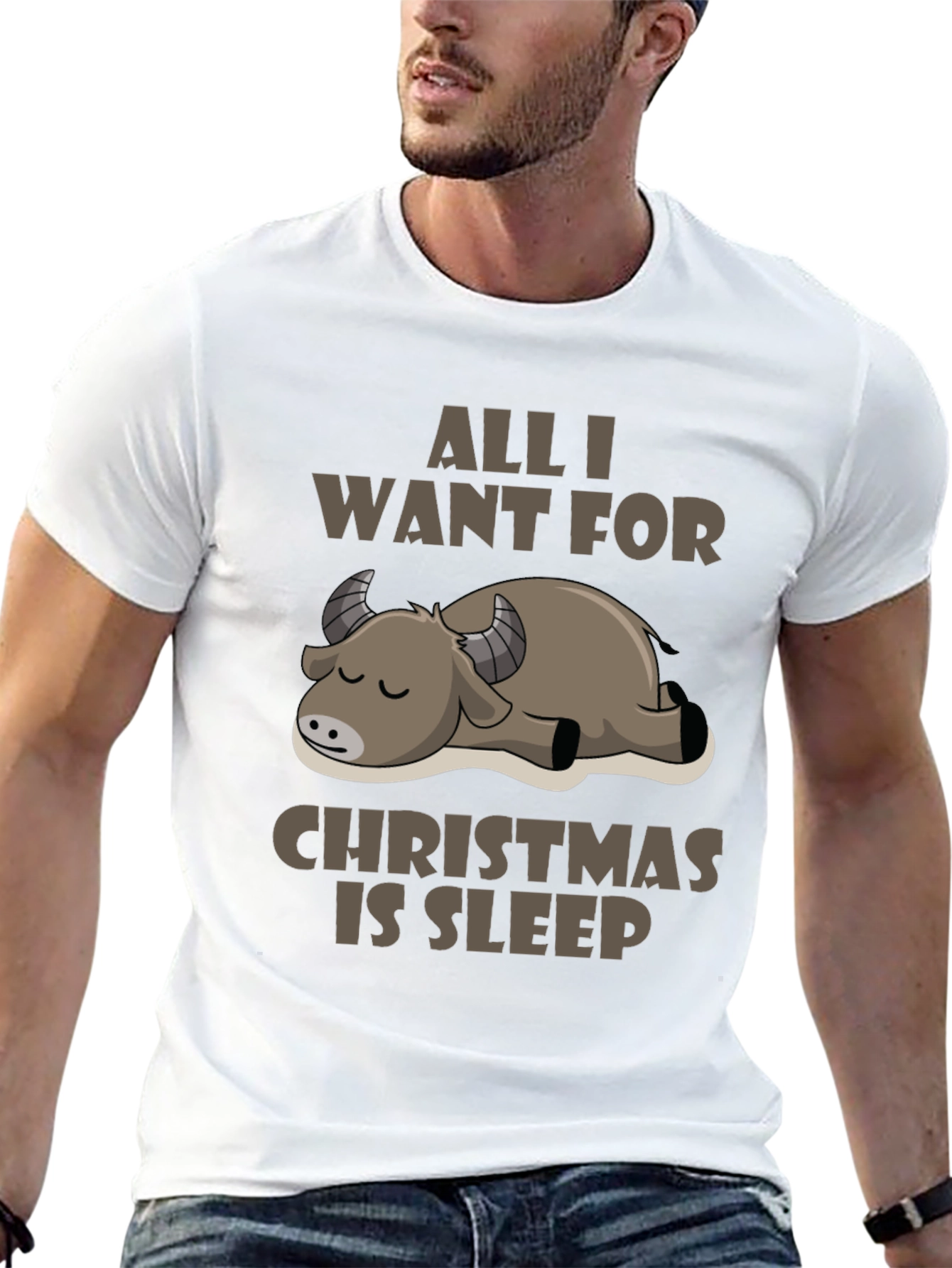 Black All I Want For Christmas Is Sleep T-Shirt view 13
