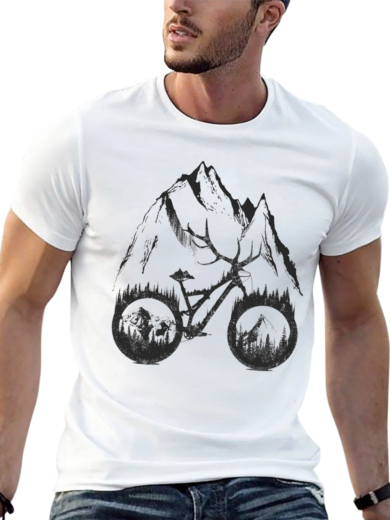 Black Mountain Bike Graphic T-Shirt - Black view 13