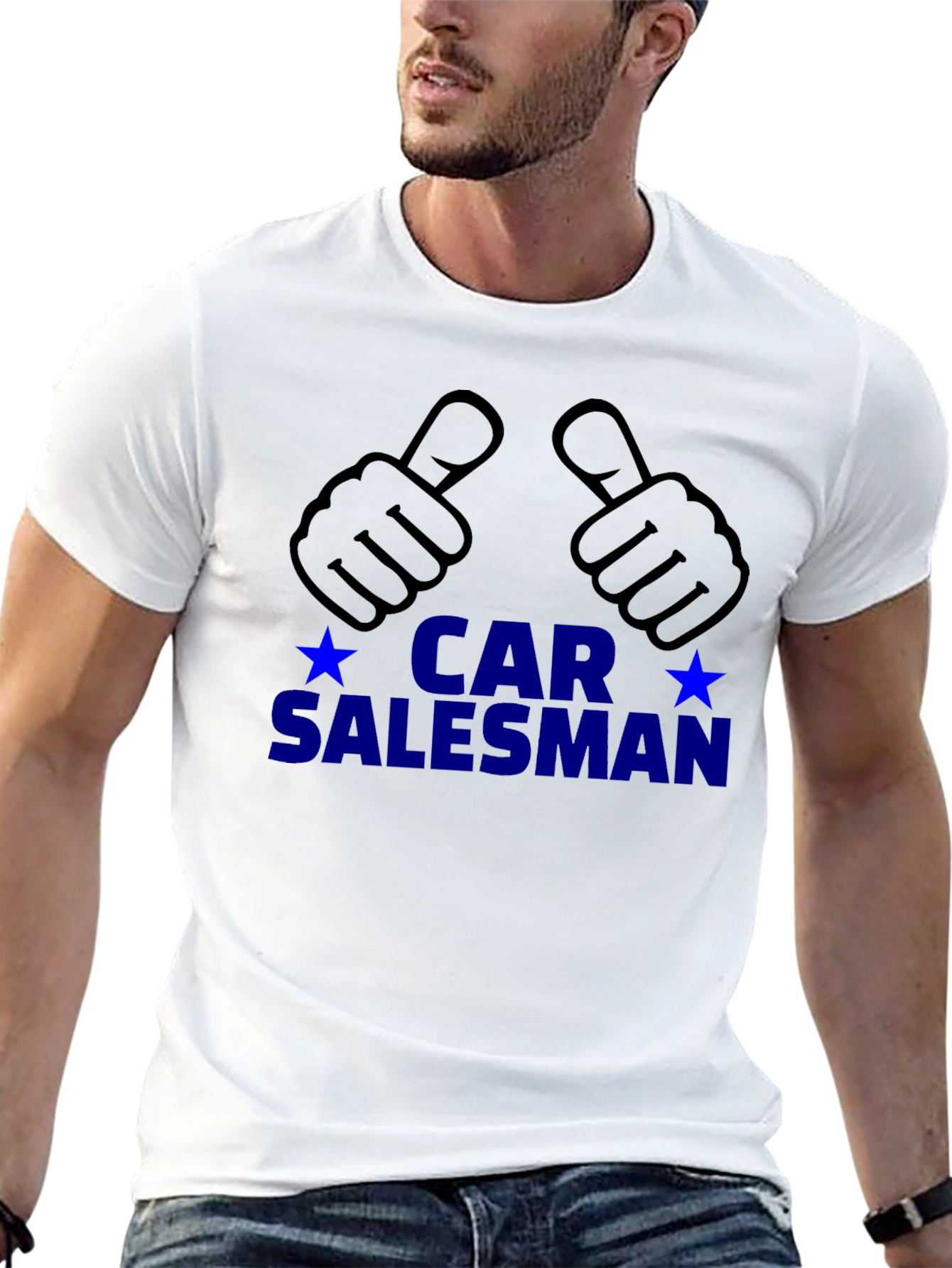 Black Car Salesman T-Shirt - Thumbs Up Design view 13