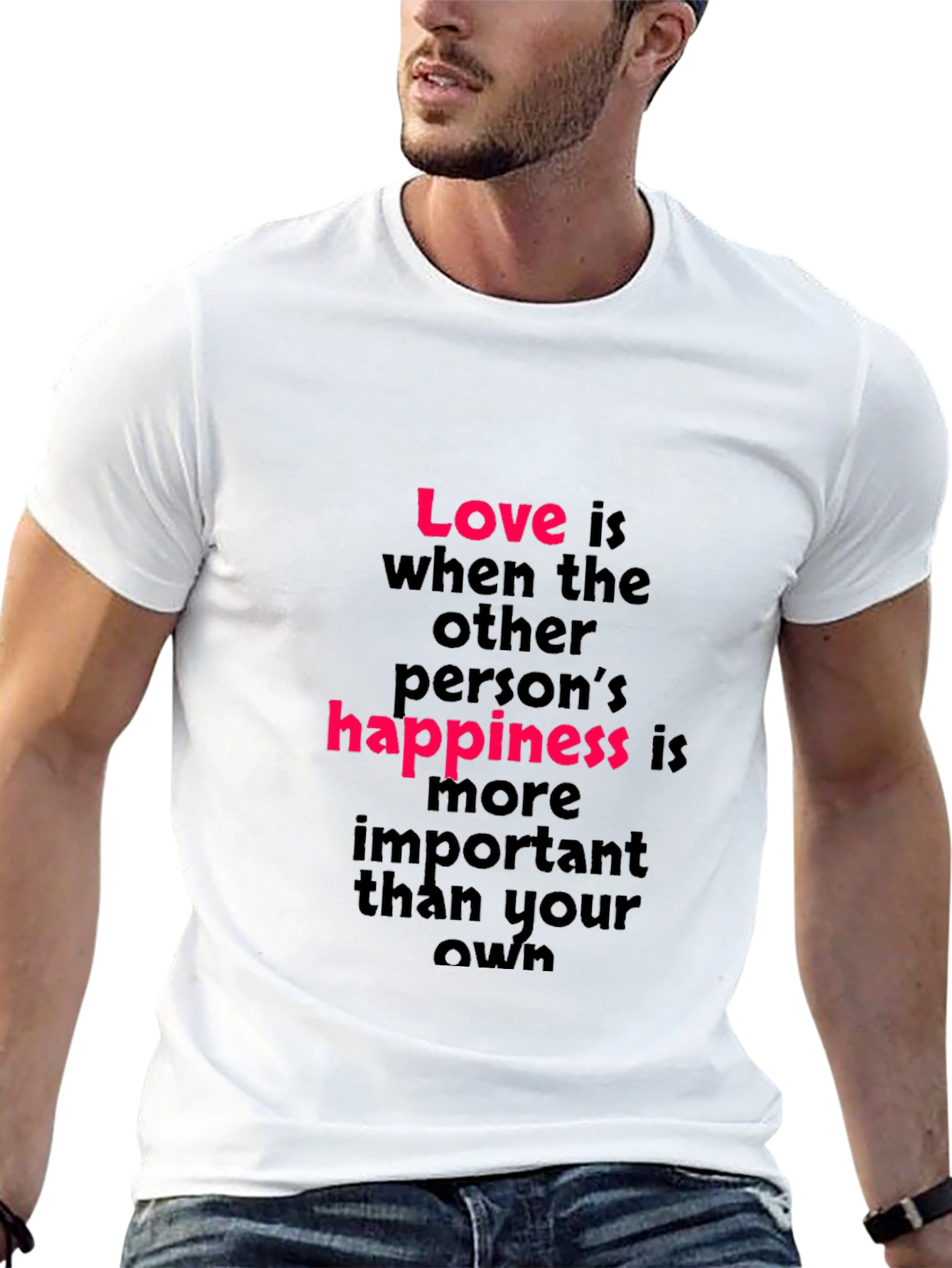 Black Love is Happiness T-Shirt - Black Crew Neck view 13