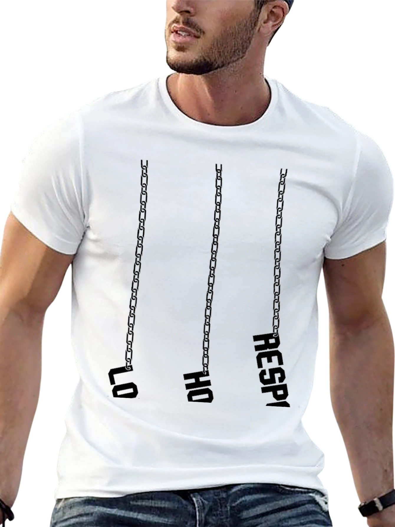Lo Ho Respi Chain Print Black T-Shirt - 13