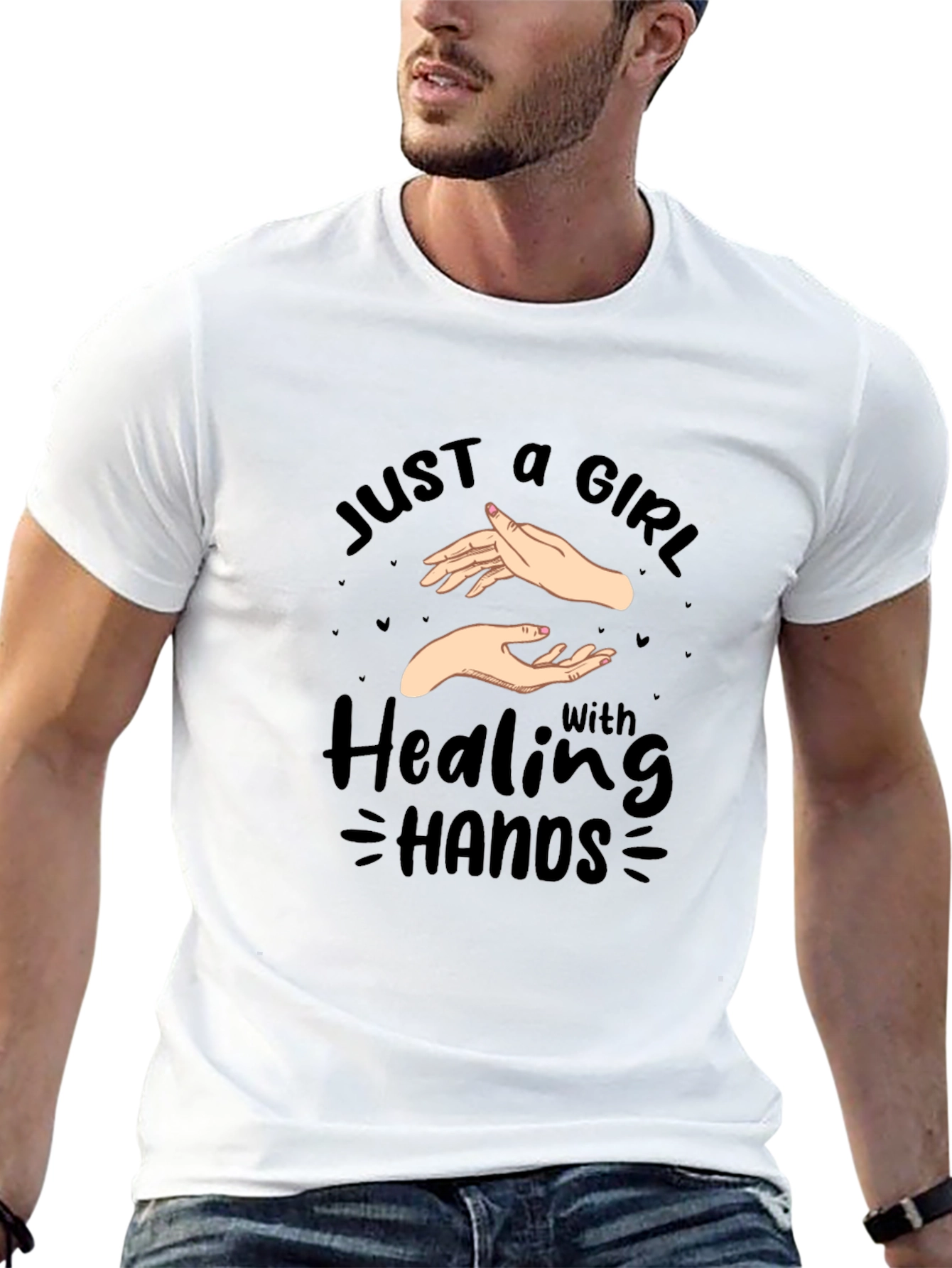 Black Healing Hands Graphic Tee - Black Cotton Shirt view 13
