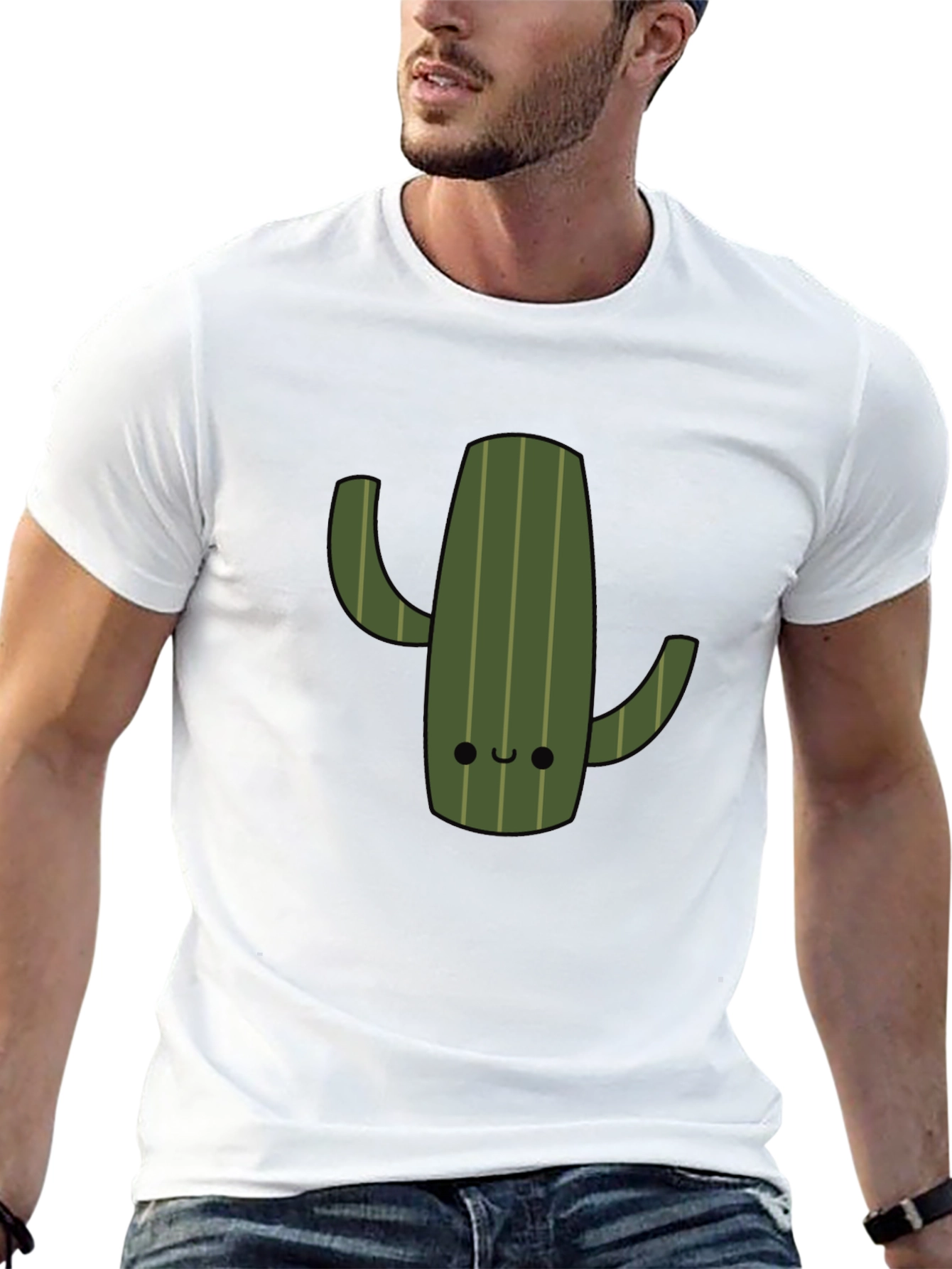 Black Cute Cactus Graphic Tee - Trendy Black T-Shirt view 13