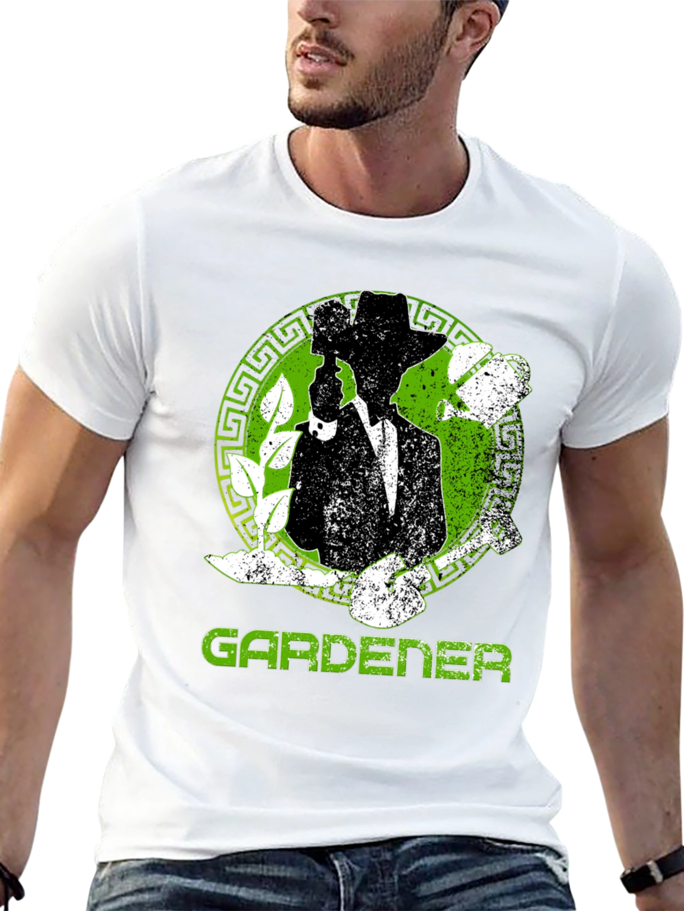Black Gardener T-Shirt: Silhouette Design view 13