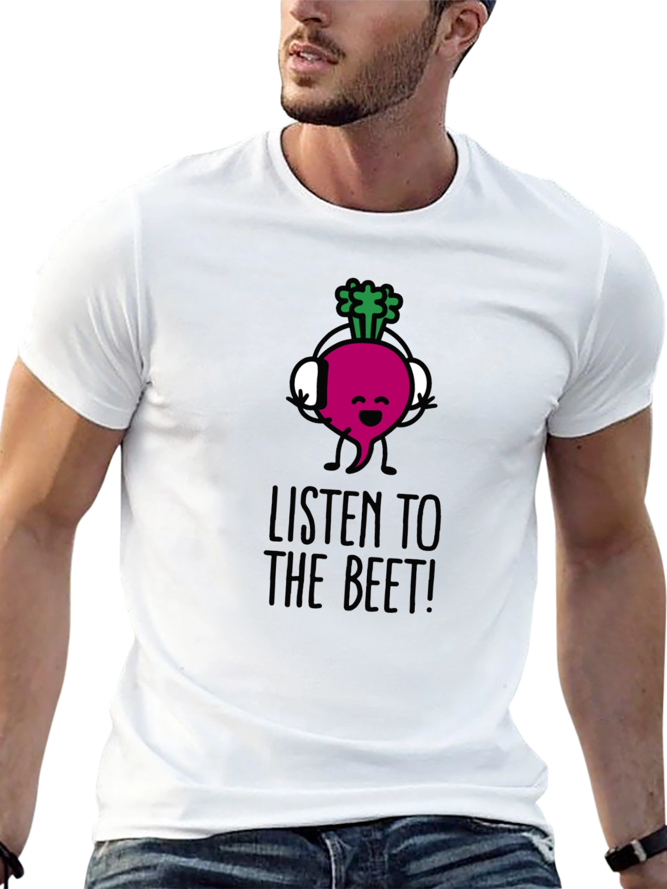 Black Listen to the Beet! Funny Graphic Tee view 13