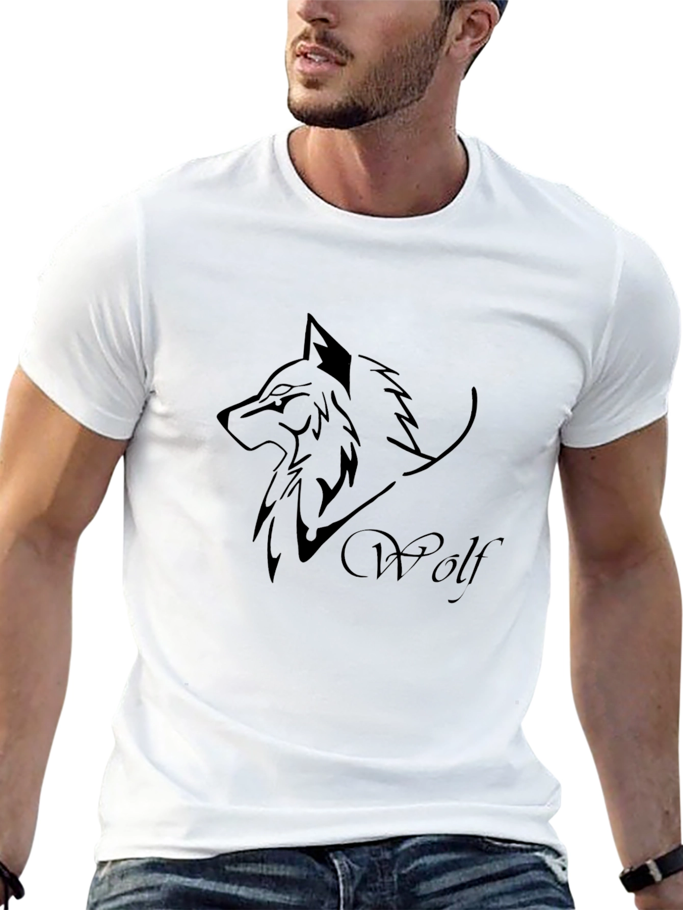 Black Black Wolf Graphic Tee - Men's Casual Shirt view 13