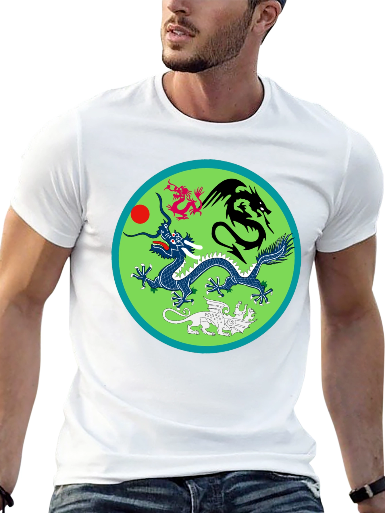 Black Dragon Motif T-Shirt view 13