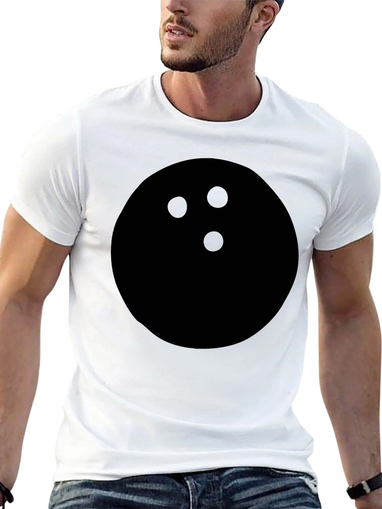 Black Bowling Ball Graphic Tee - Casual Black T-Shirt view 13