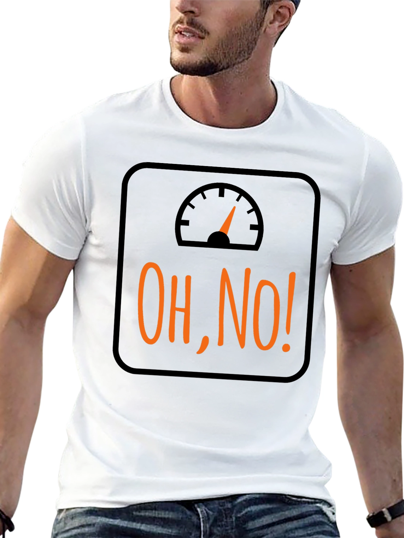 Black Oh No! Weight Scale Graphic Tee - Funny Fitness Shirt view 13