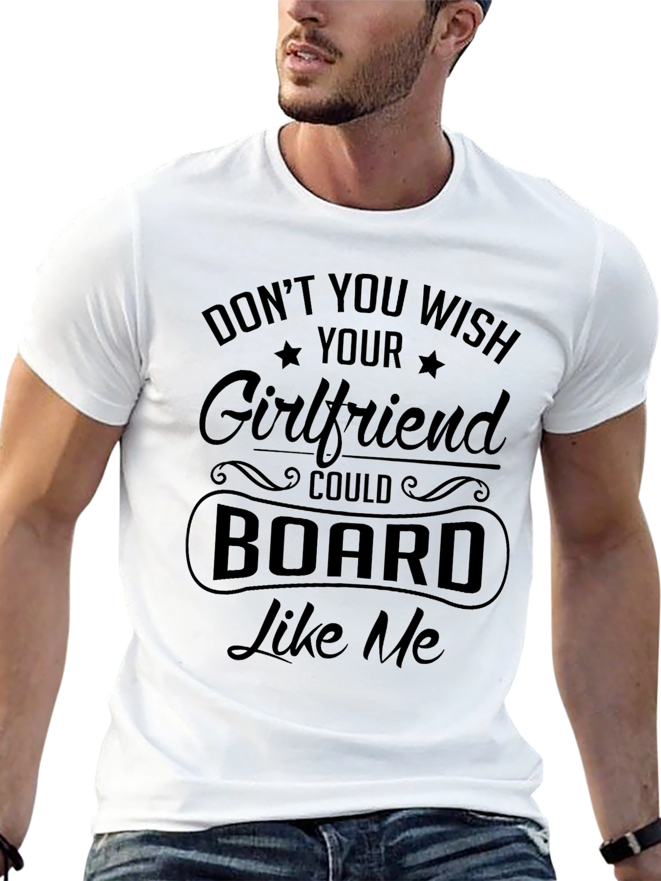 Black Funny Girlfriend Boarding T-Shirt view 13