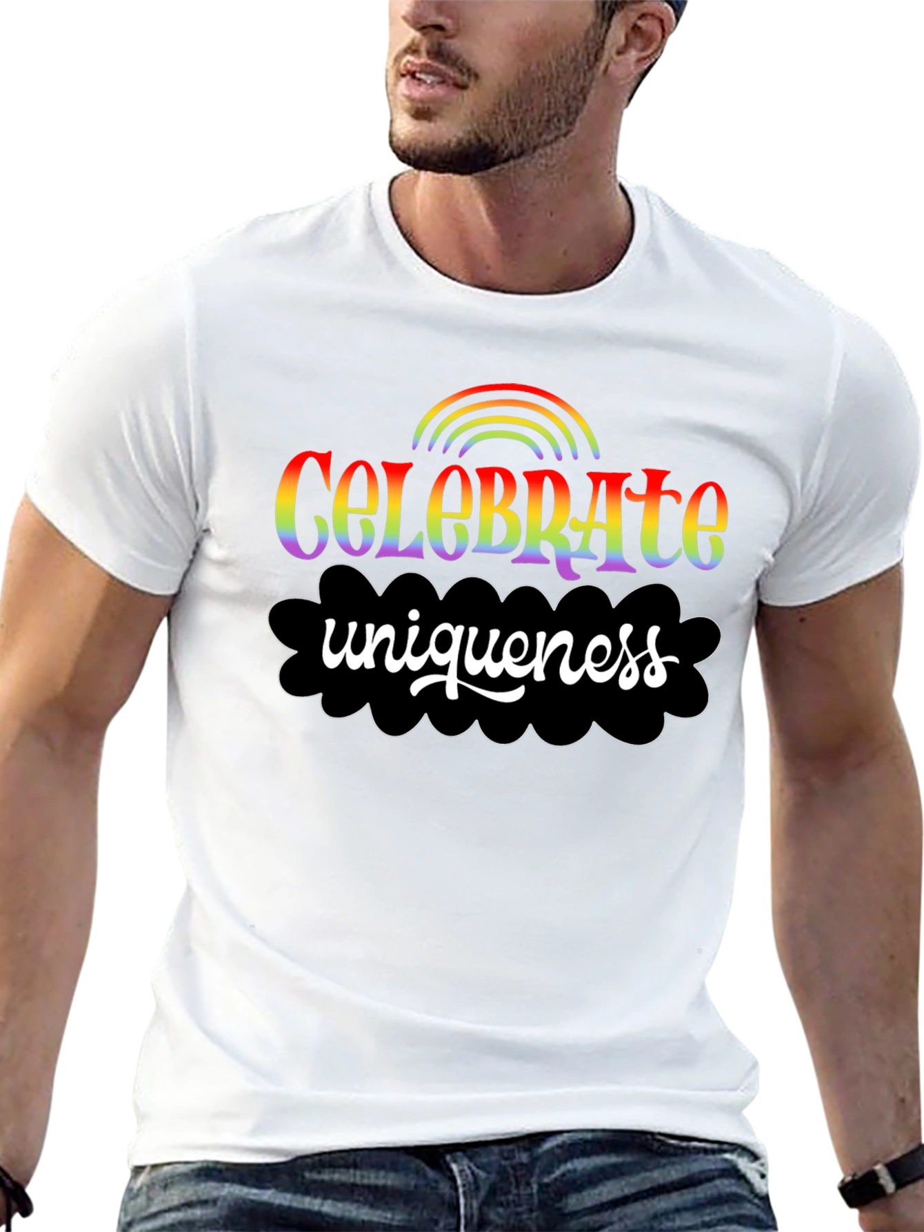 Black Celebrate Uniqueness Rainbow Graphic Tee view 13