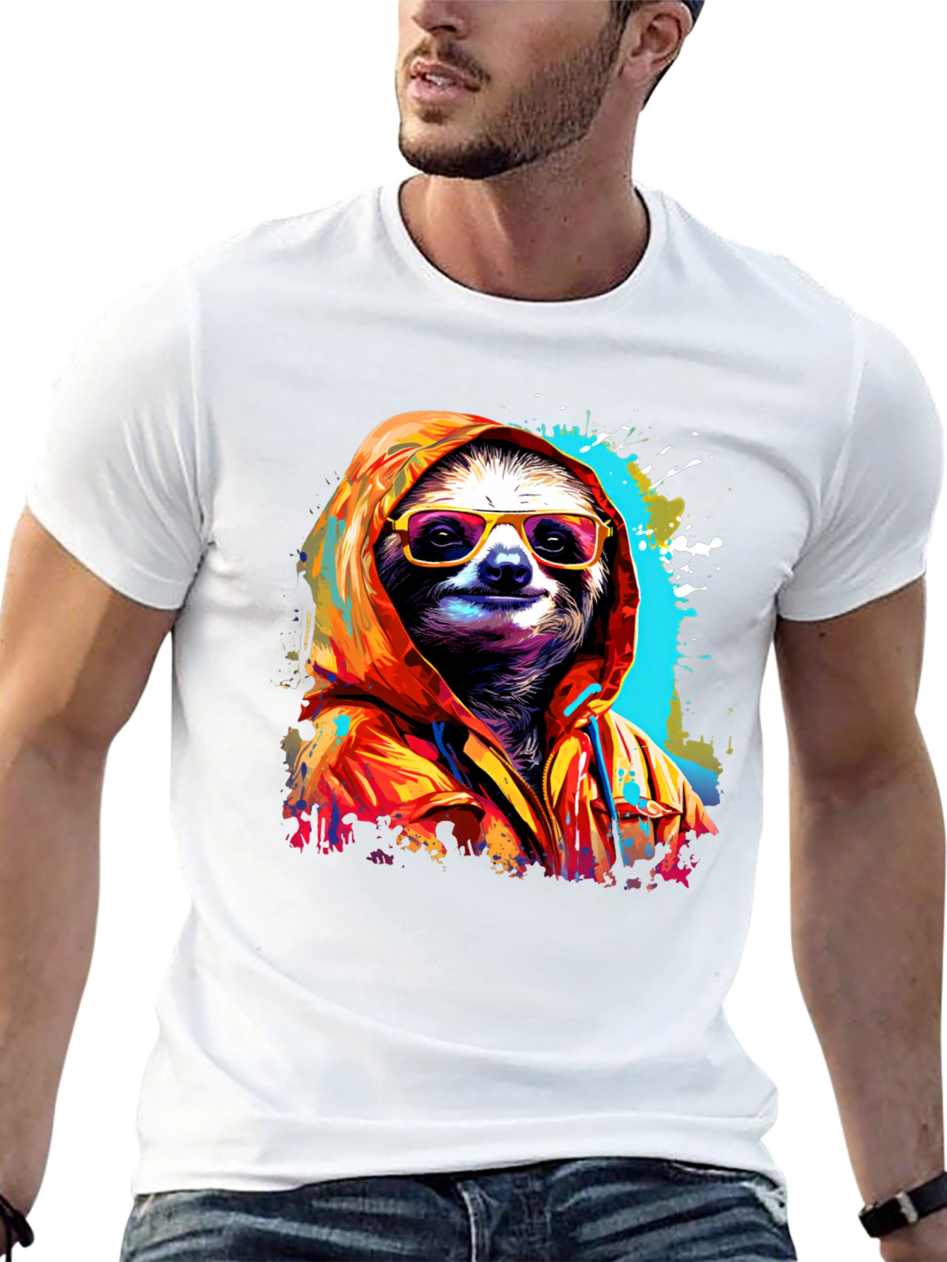 Black Cool Sloth Graphic Tee - Relaxed Style view 13