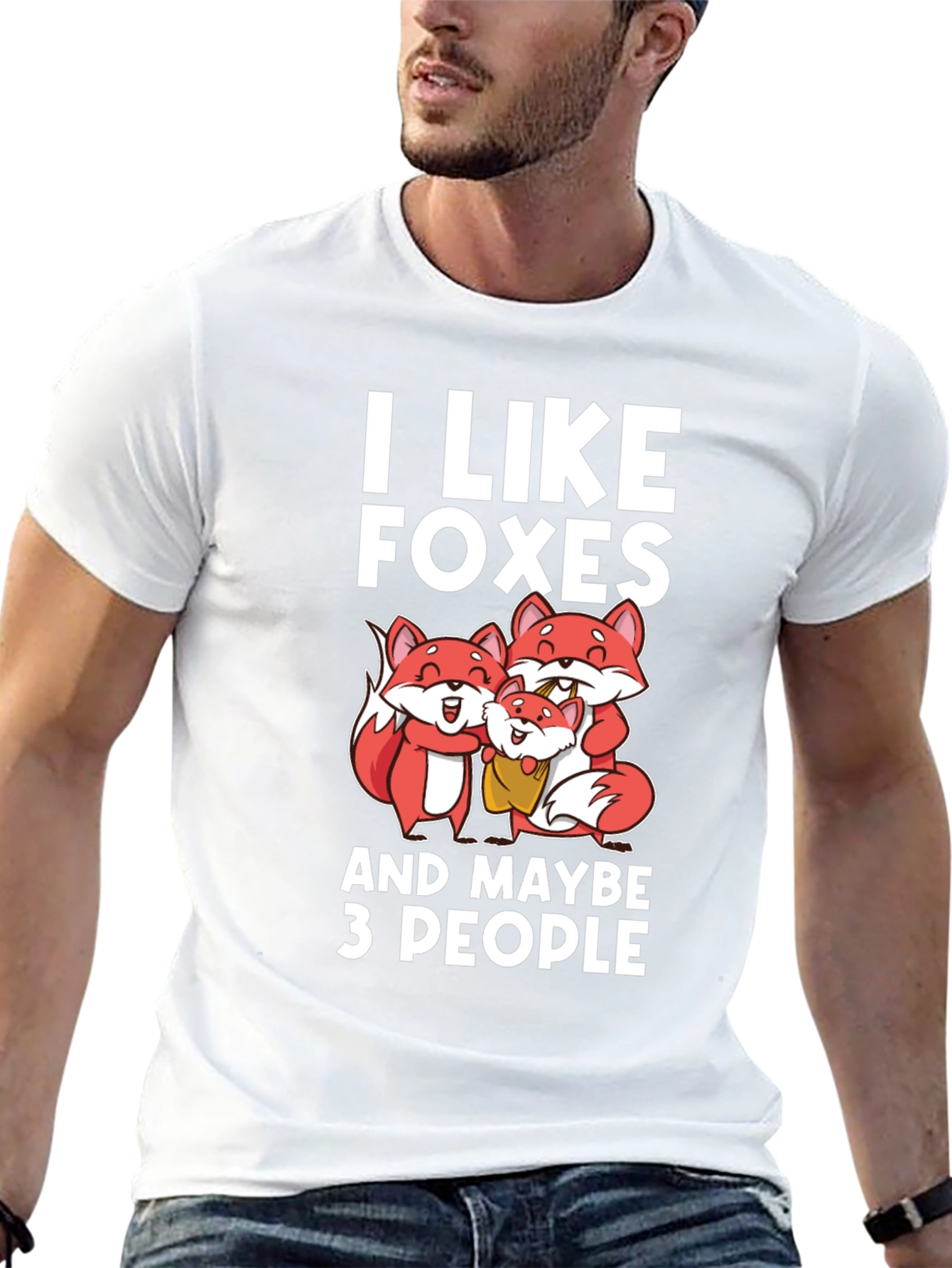 Black I Like Foxes Funny Graphic T-Shirt view 13