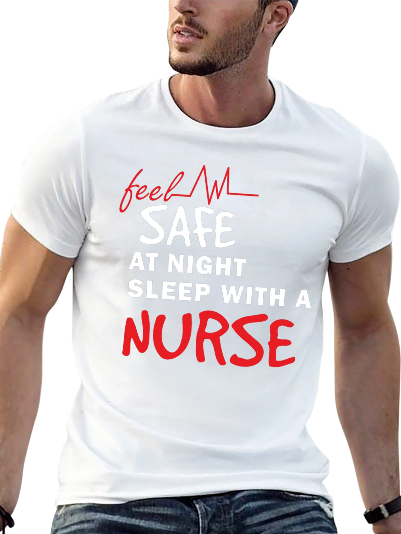 Black Funny Nurse T-Shirt - Feel Safe At Night view 13