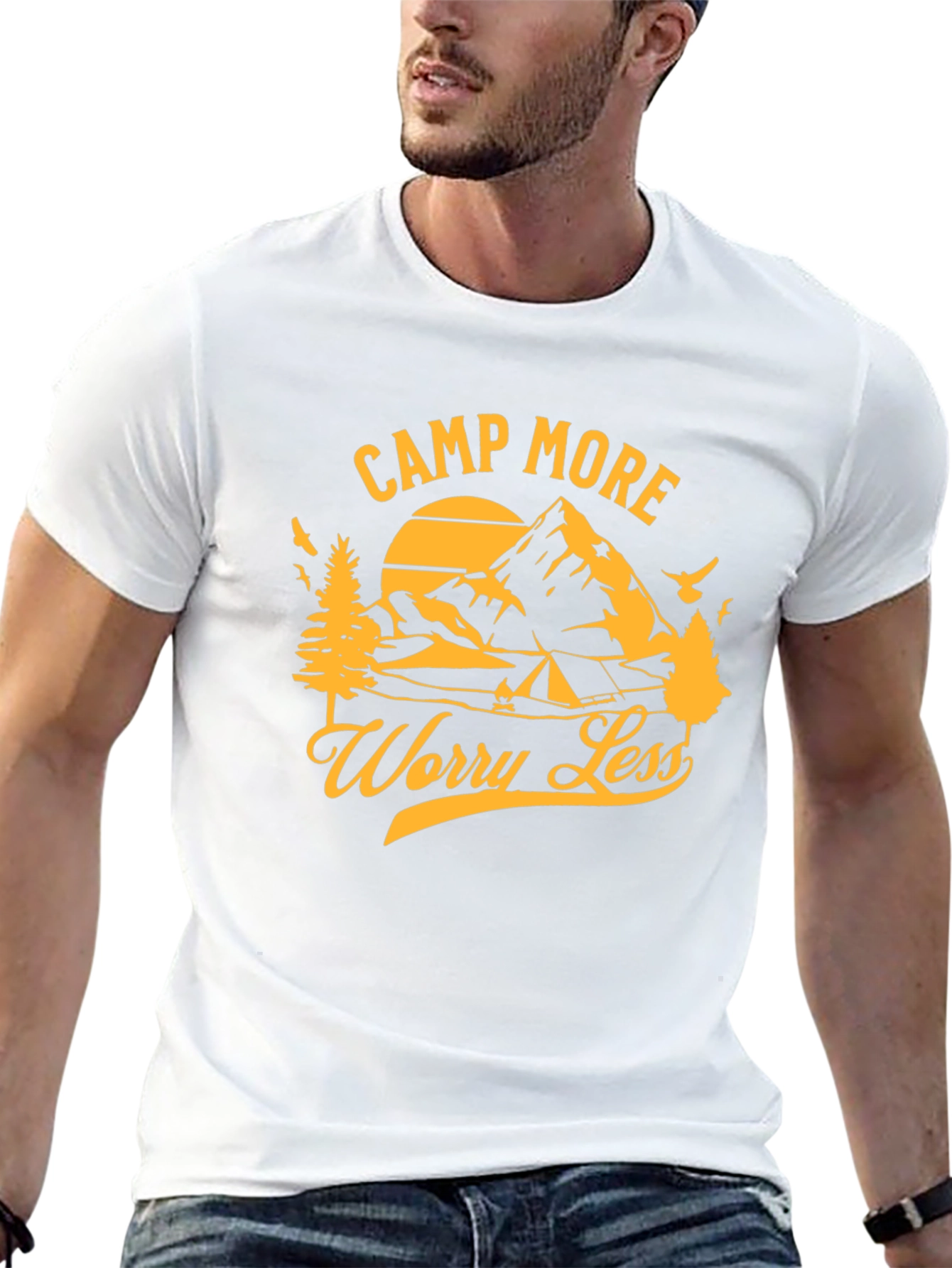 Black Camp More Worry Less Graphic T-Shirt view 13