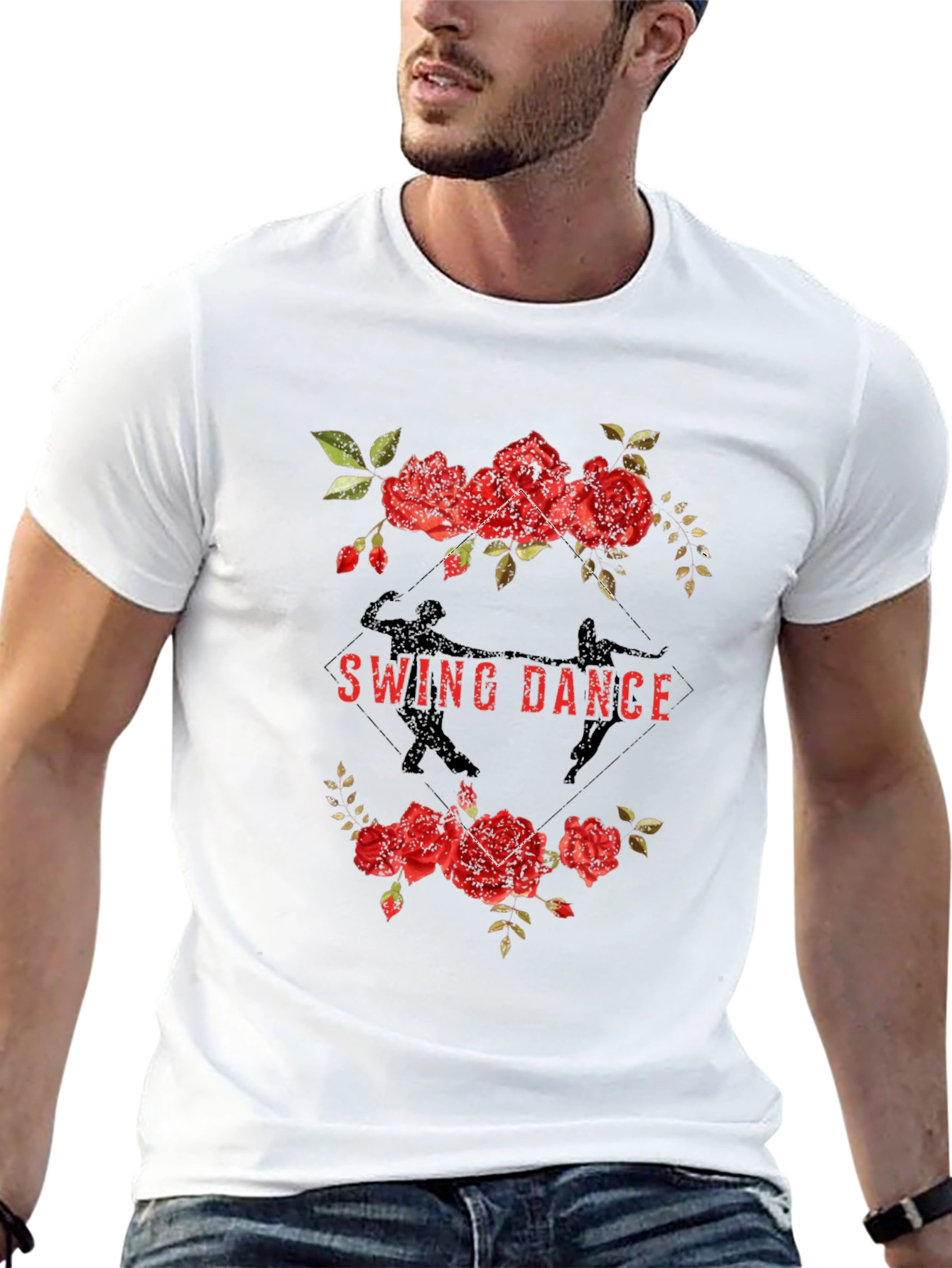 Black Swing Dance Floral Graphic Tee - Black view 13