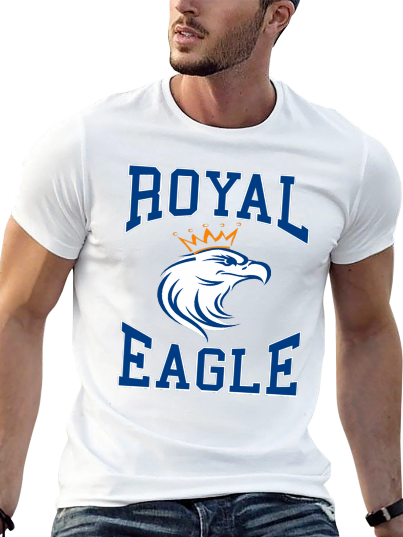 Royal Eagle Graphic Tee - Black Cotton Blend - 13