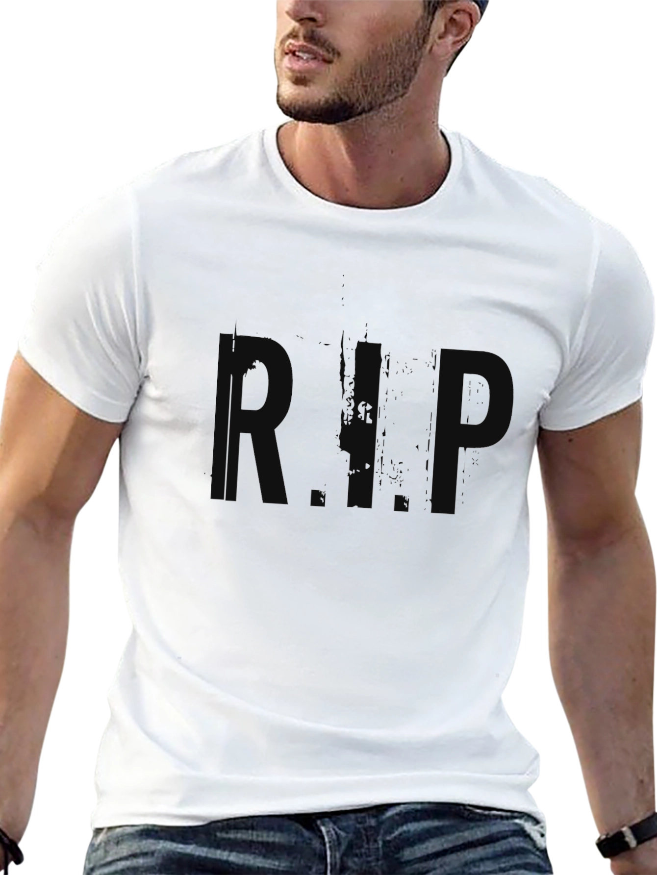 Black Black R.I.P. Graphic Print T-Shirt view 13
