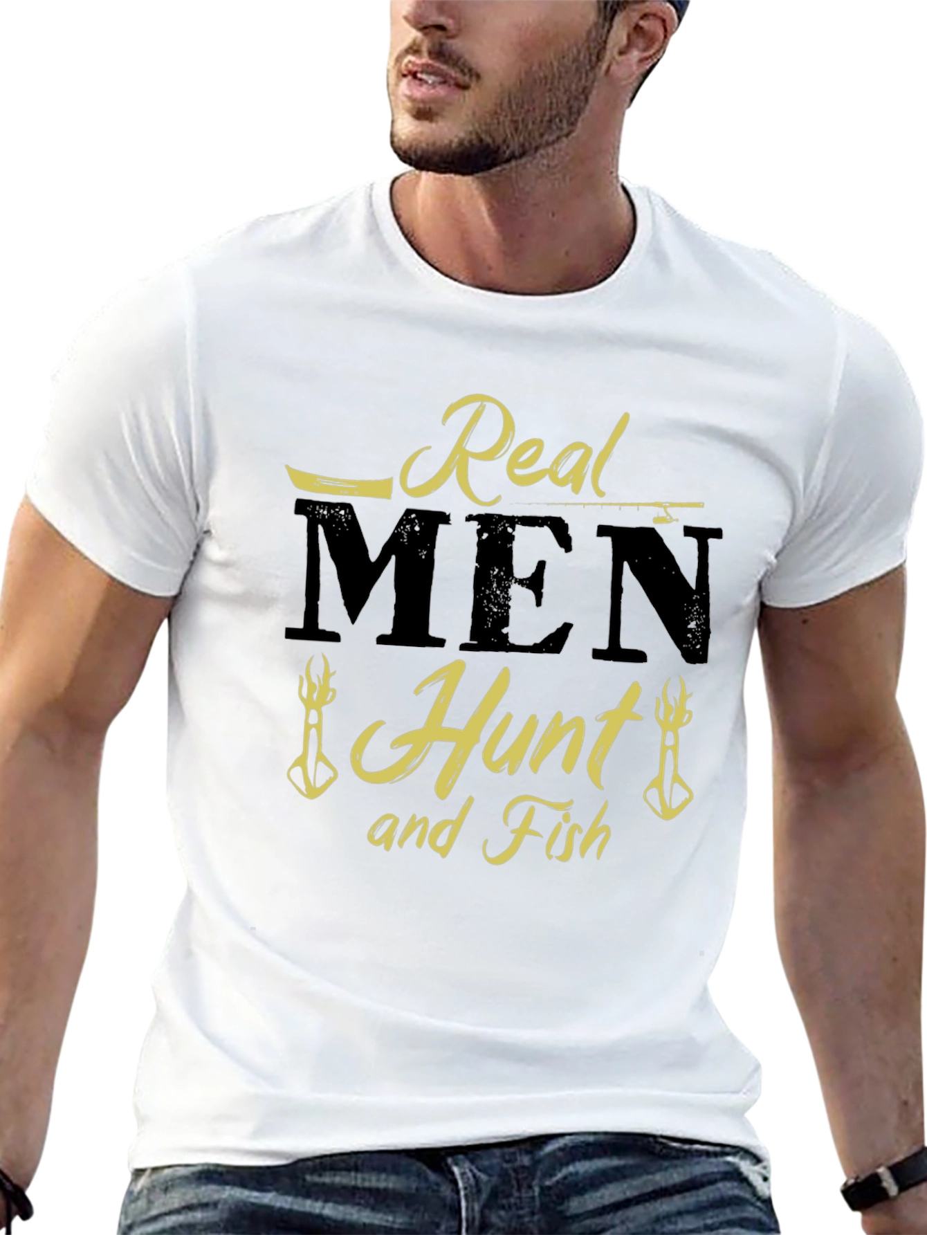 Black Real Men Hunt and Fish Graphic T-Shirt view 13