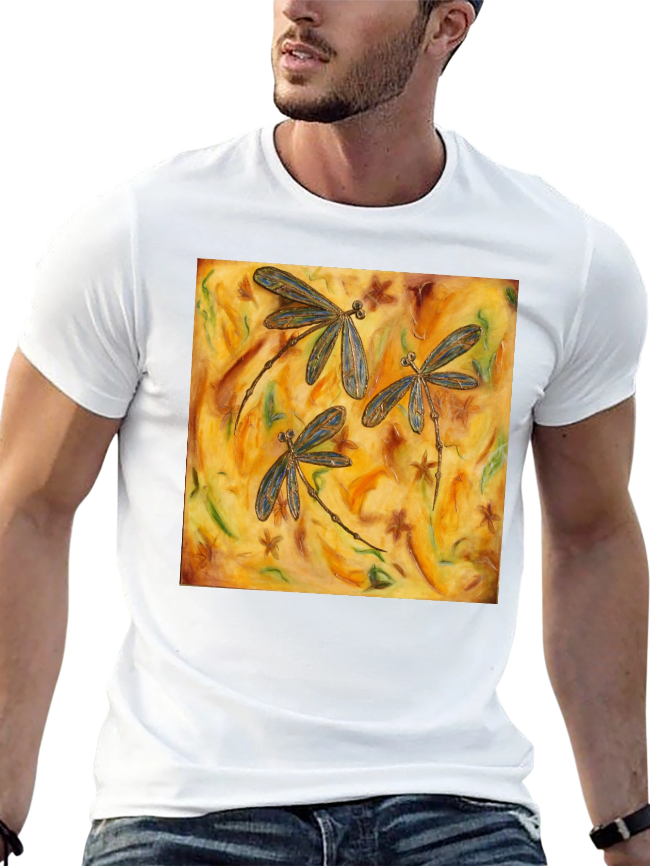Black Dragonfly Art Print Black T-Shirt view 13