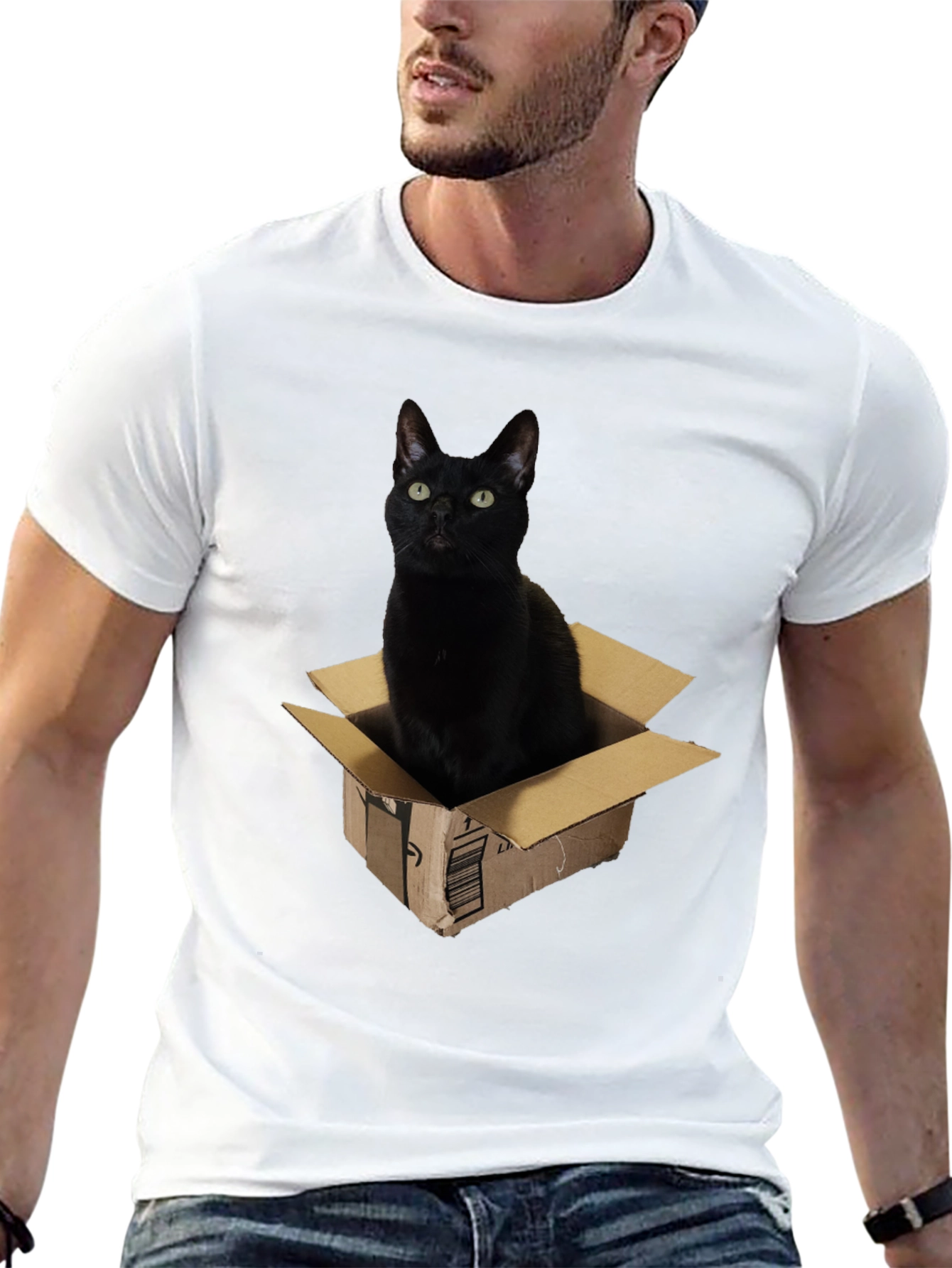 Black Black Cat in Box Graphic T-Shirt view 13