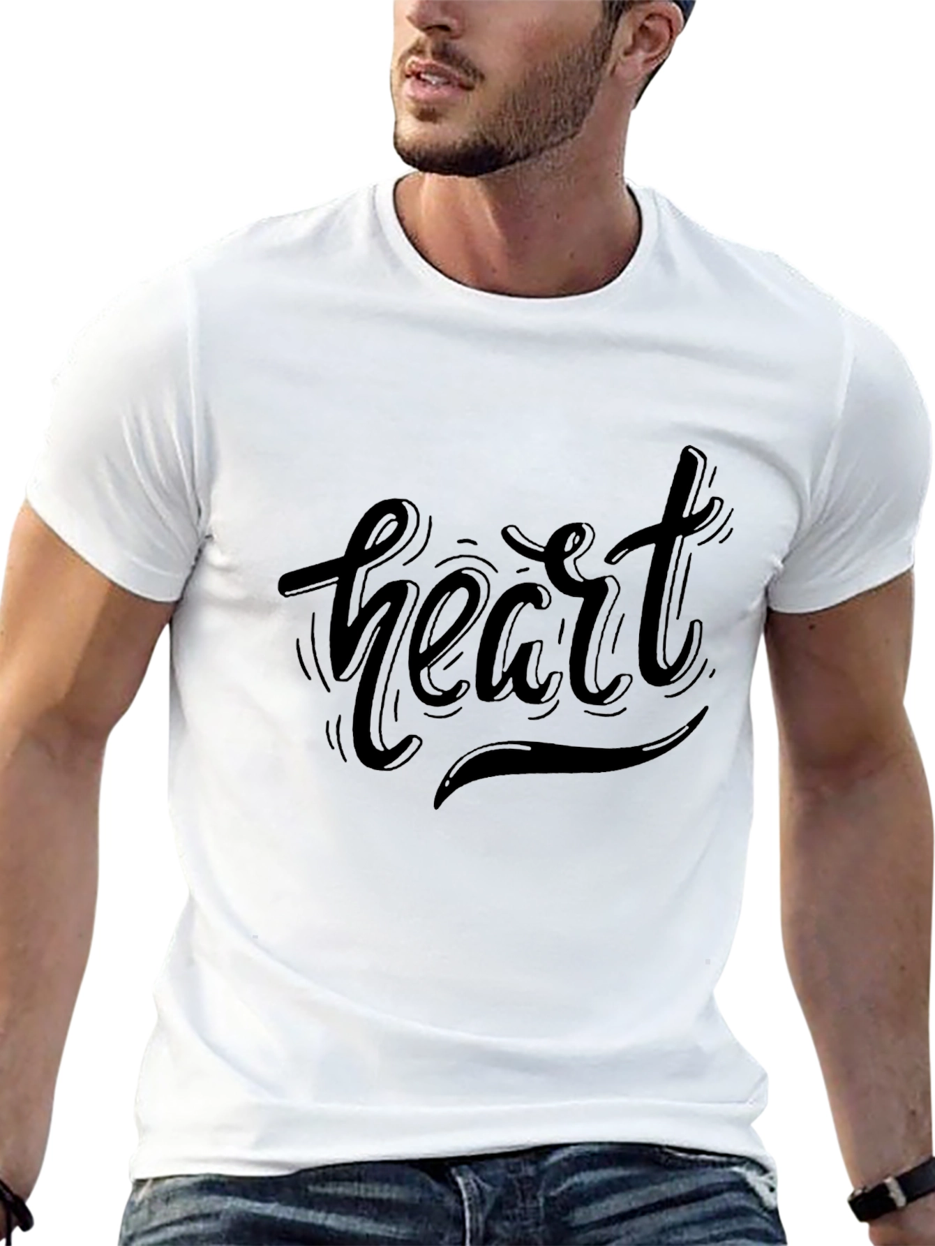 Black Heart Graphic Tee - Black Crew Neck Short Sleeve view 13