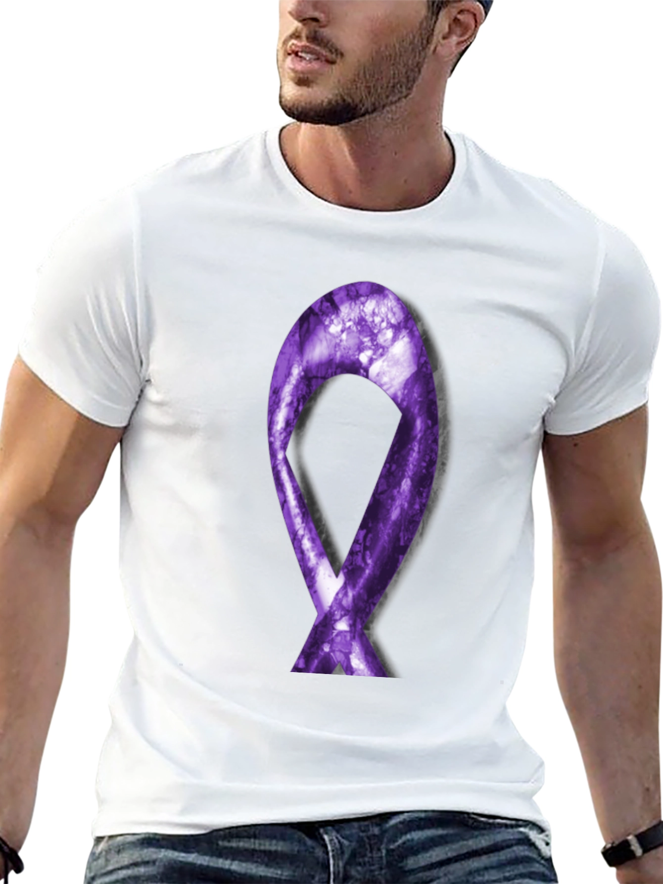 Purple Ribbon Graphic Tee - Support Cause - 13