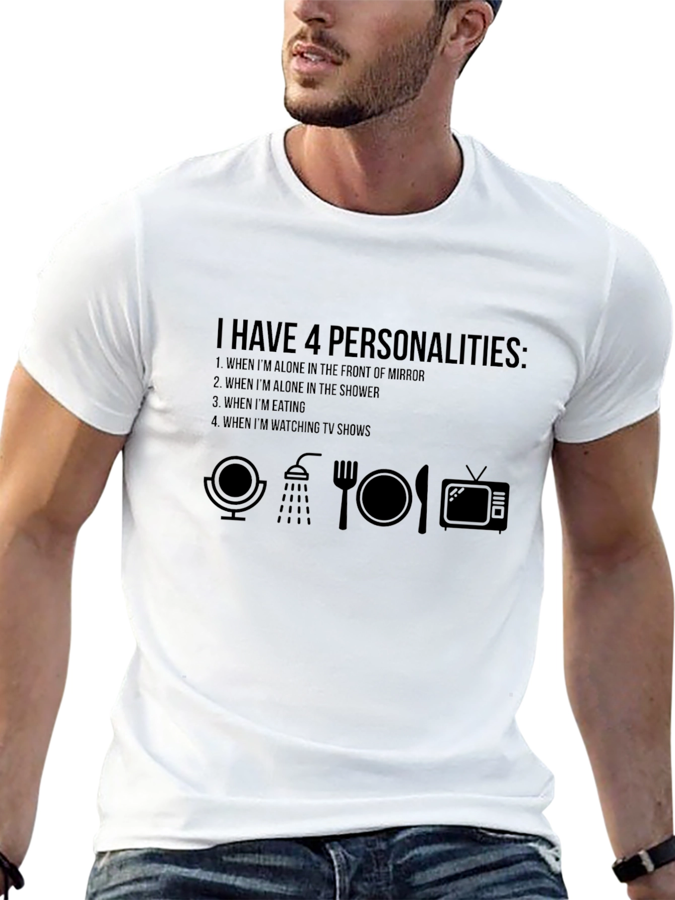 Black 4 Personalities T-Shirt: Funny Graphic Tee for Everyday Wear view 13