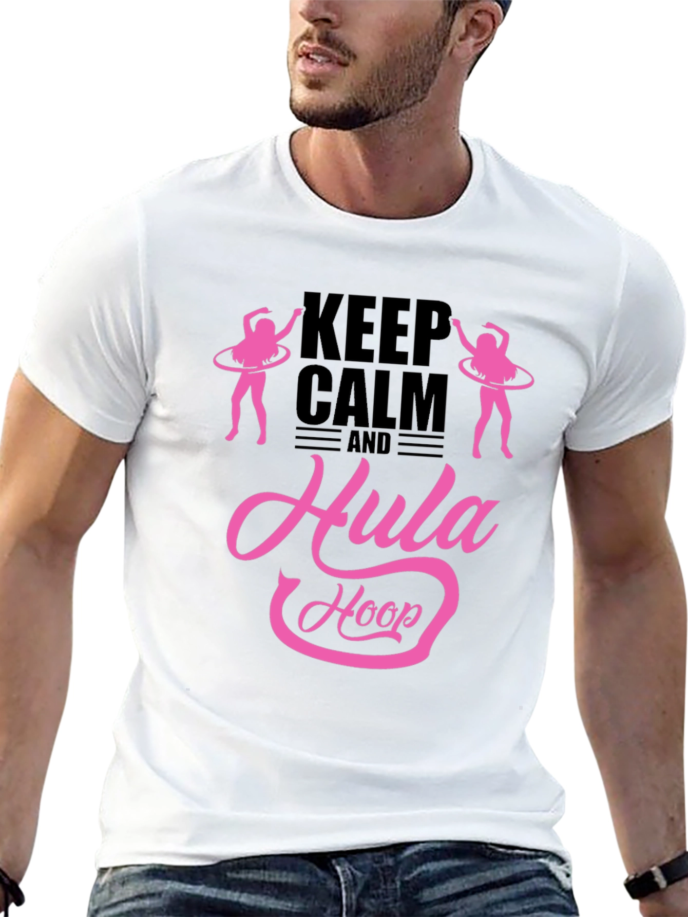 Black Keep Calm and Hula Hoop Black T-Shirt view 13
