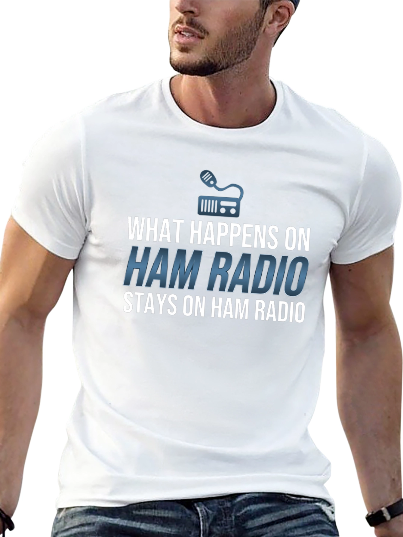 Black Ham Radio T-Shirt - What Happens Stays! view 13
