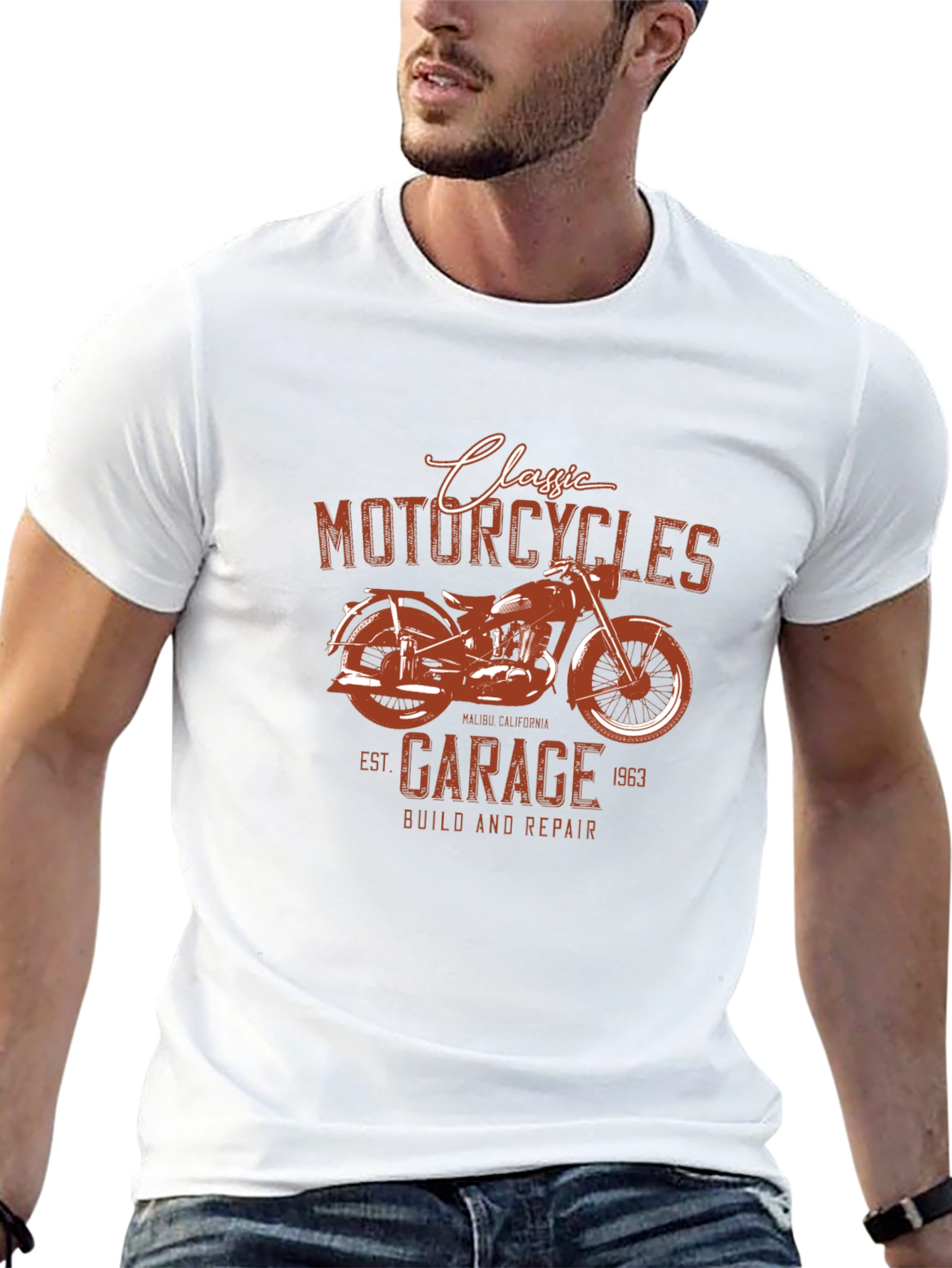 Black Classic Motorcycle Garage T-Shirt view 13