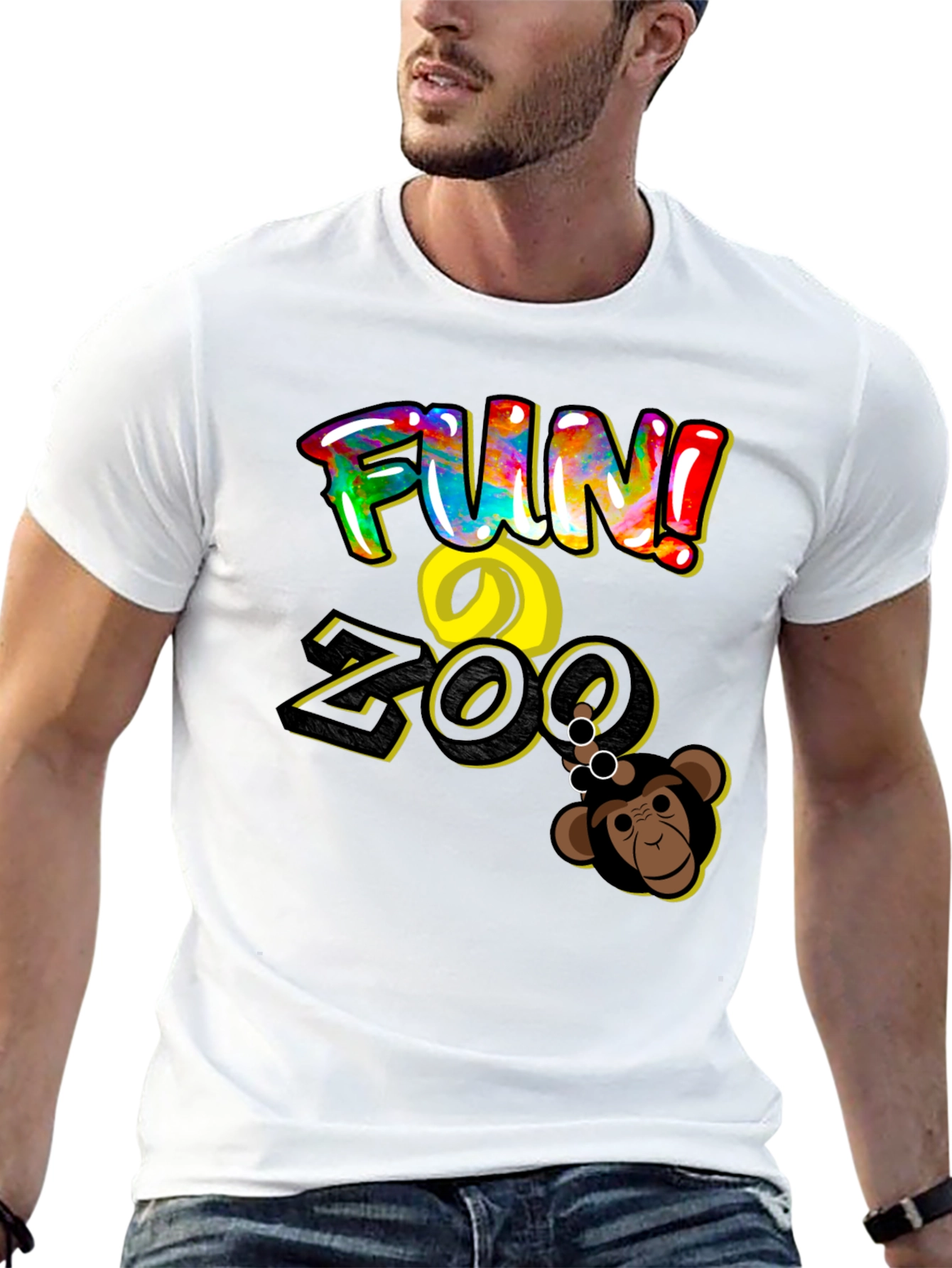 Black Fun Zoo Monkey Graphic Tee - Black Cotton view 13