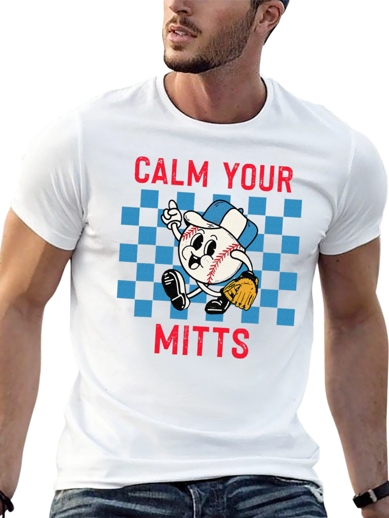 Black Calm Your Mitts Baseball Graphic T-Shirt view 13