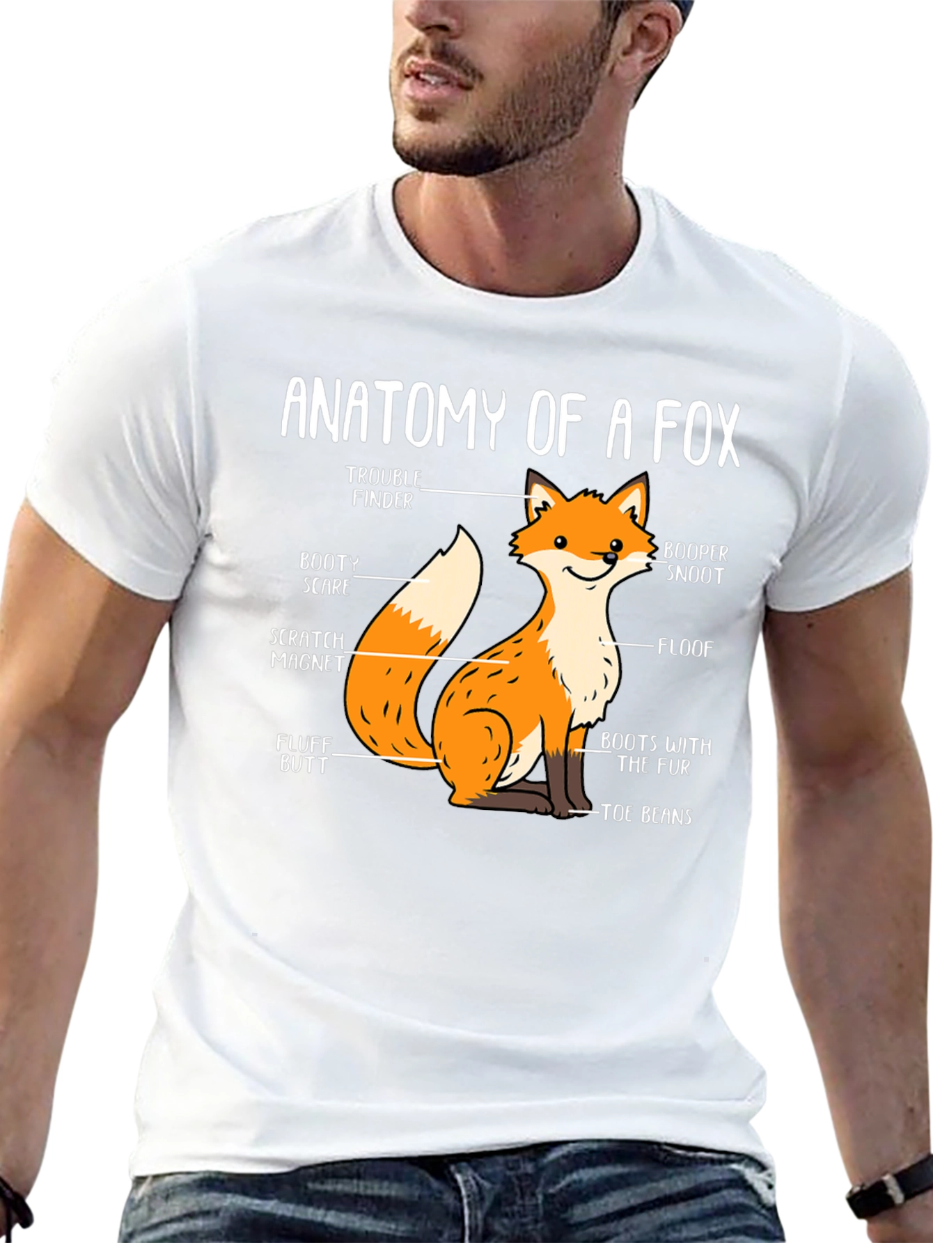Black Anatomy of a Fox Funny Graphic T-Shirt view 13