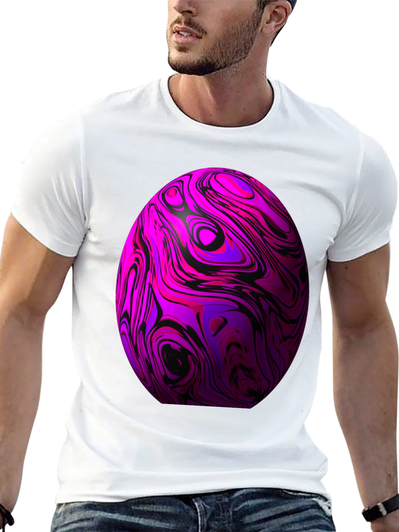Black Abstract Swirl Sphere Graphic Tee view 13