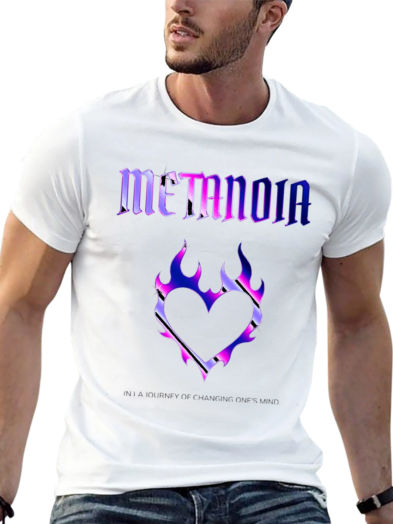 Black Metanoia Graphic T-Shirt - Heart Flame Design view 13
