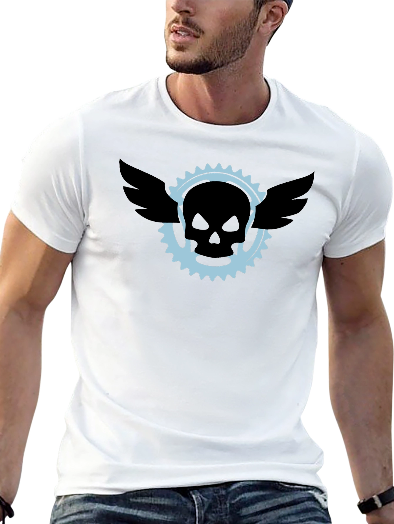 Black Skull & Wings Graphic Tee - Mens Black T-Shirt view 13