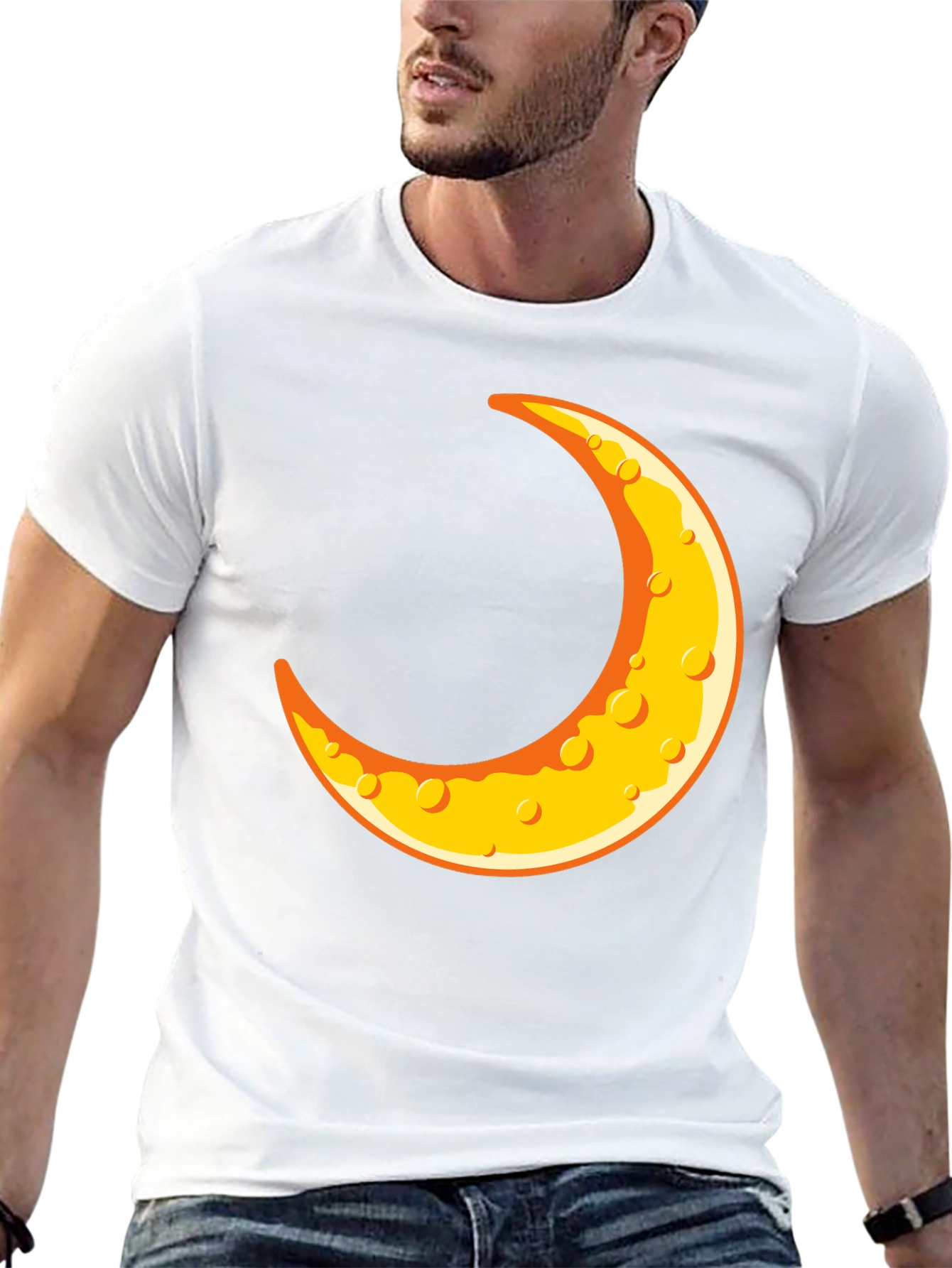 Black Crescent Moon Graphic T-Shirt - Black Crew Neck Tee view 13
