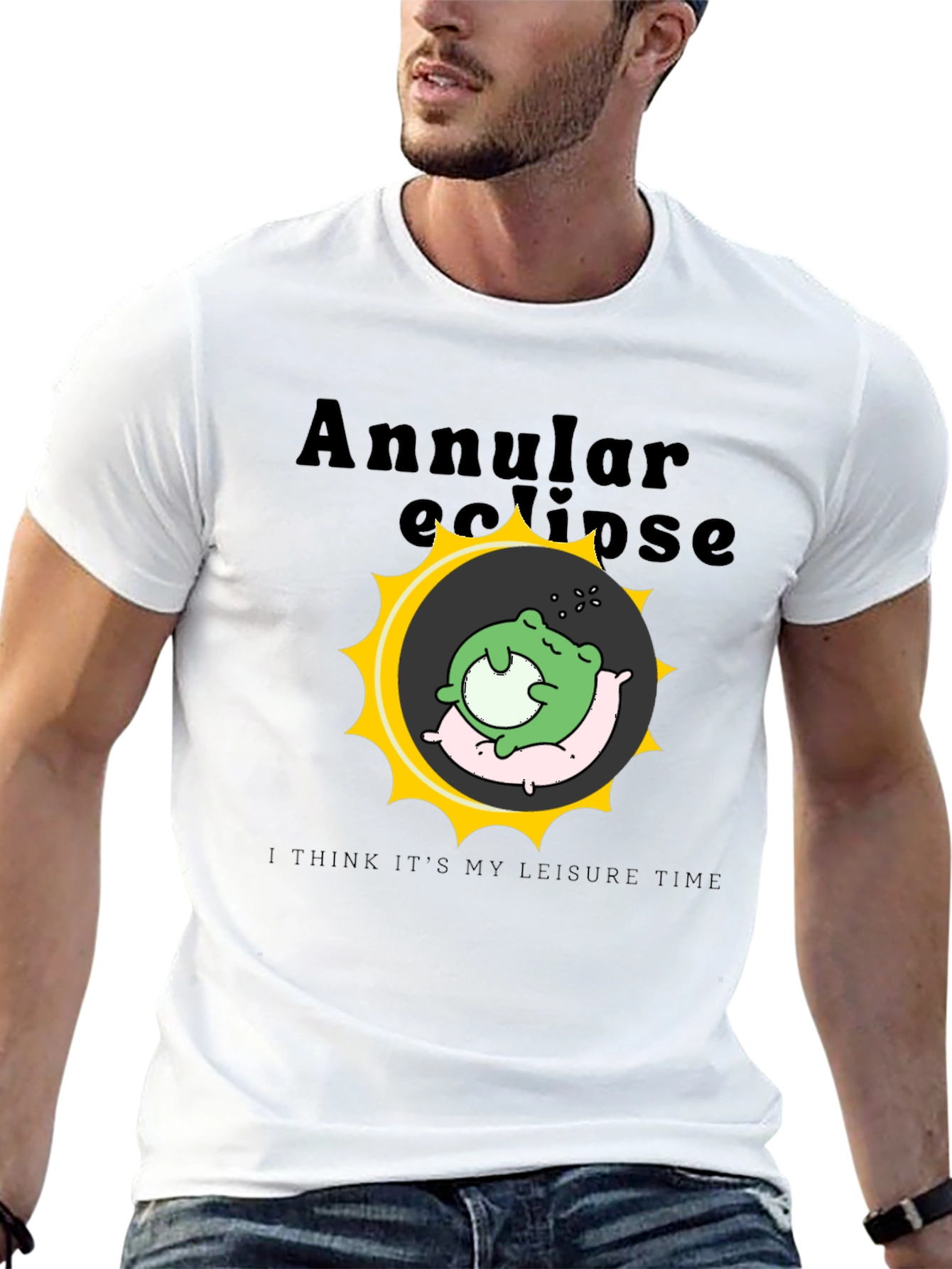 Black Annular Eclipse Frog Leisure Time T-Shirt view 13