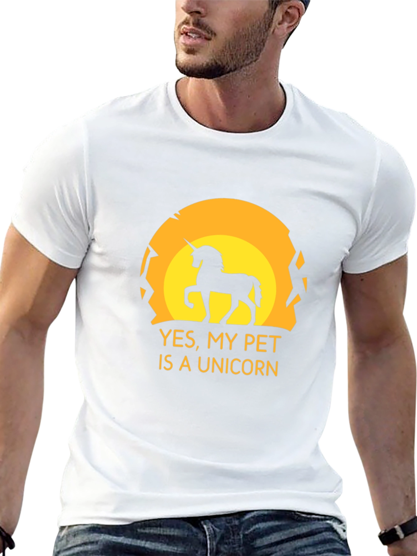 Black Unicorn Pet Graphic Tee - Black Novelty T-Shirt view 13