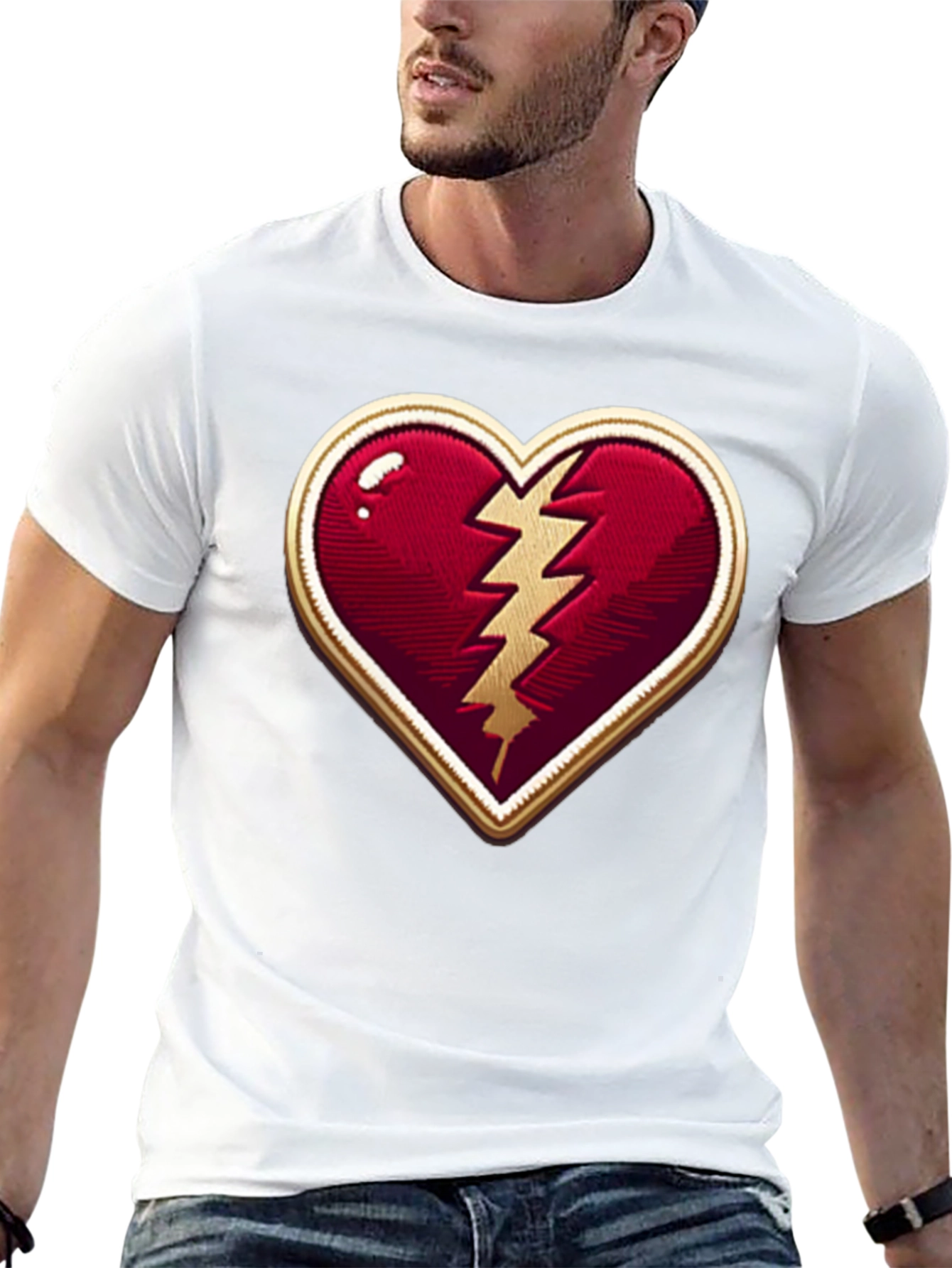 Black Broken Heart Lightning Bolt Graphic Tee - Stylish Comfort view 13