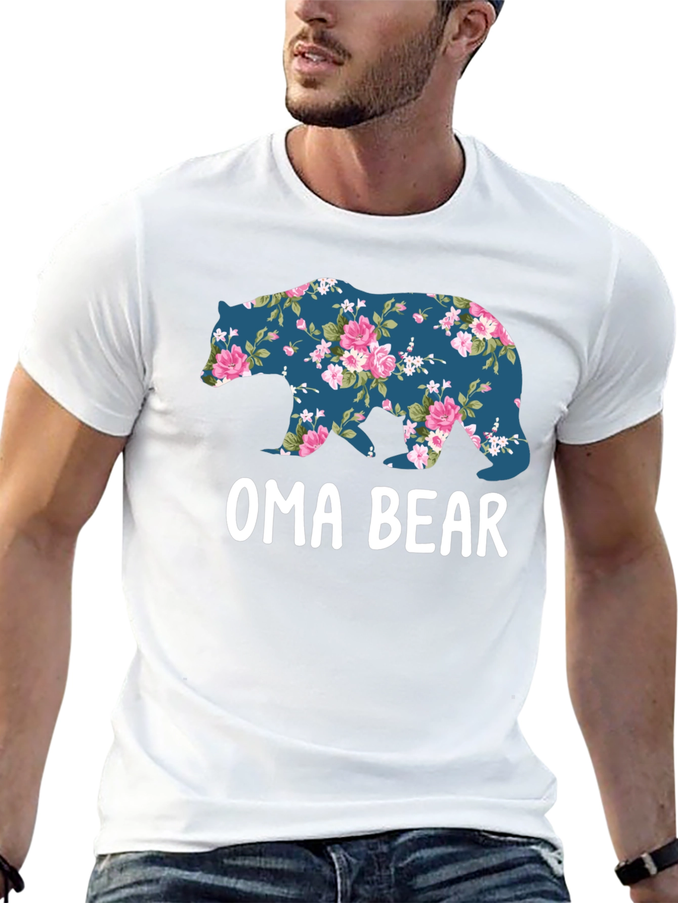 Black Oma Bear Floral Print T-Shirt view 13