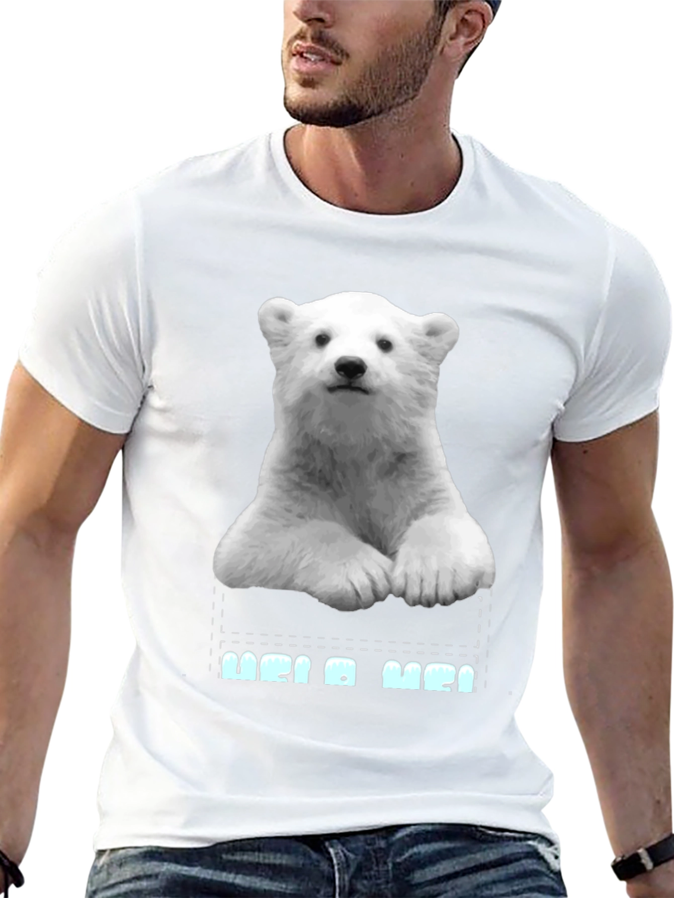 Black Polar Bear Pocket Graphic T-Shirt view 13